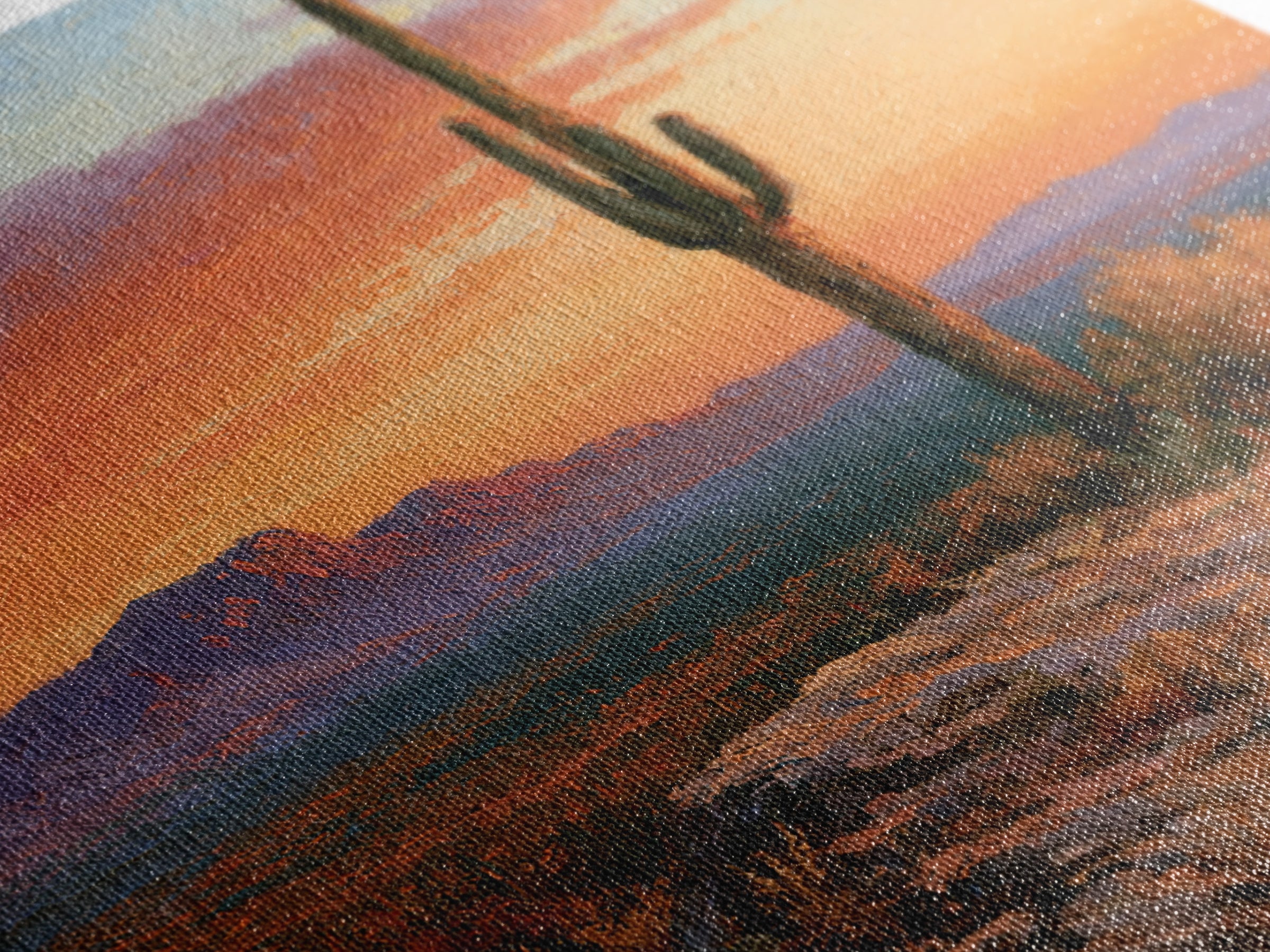Saguaro Cactus under Orange Sunset Sky Canvas Print, Desert Art, Wall Decor, Southwestern Decor, Desert, Living Room Decor, DES-1x1-49