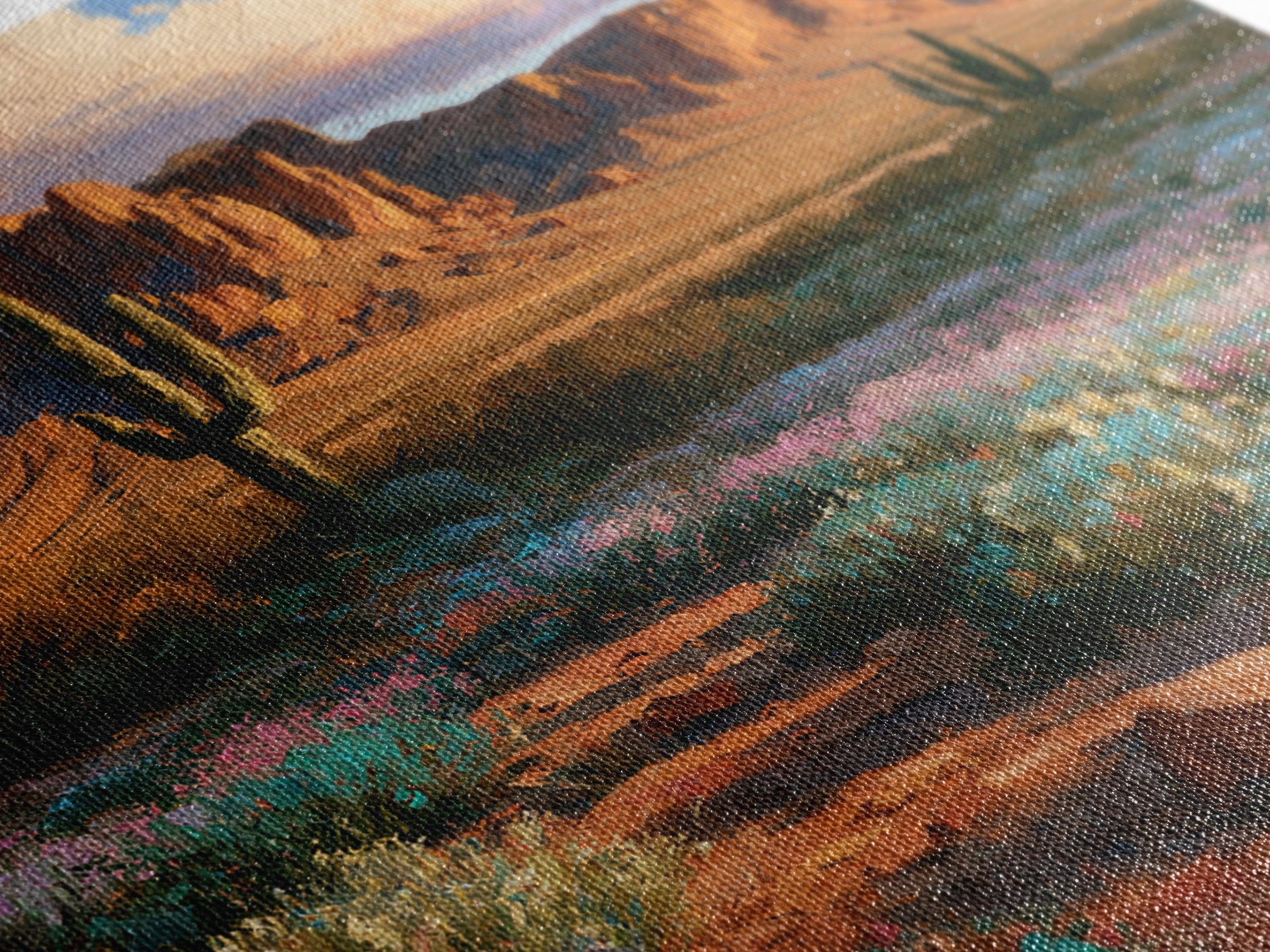 Desert Wildflowers After Spring Rain Framed Canvas Print, Desert Art, Modern Wall Art, Southwestern Decor, Watercolor Art, DES-1x1-52