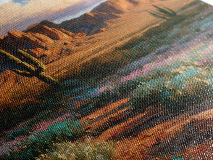 Desert Wildflowers After Spring Rain Framed Canvas Print, Desert Art, Modern Wall Art, Southwestern Decor, Watercolor Art, DES-1x1-52