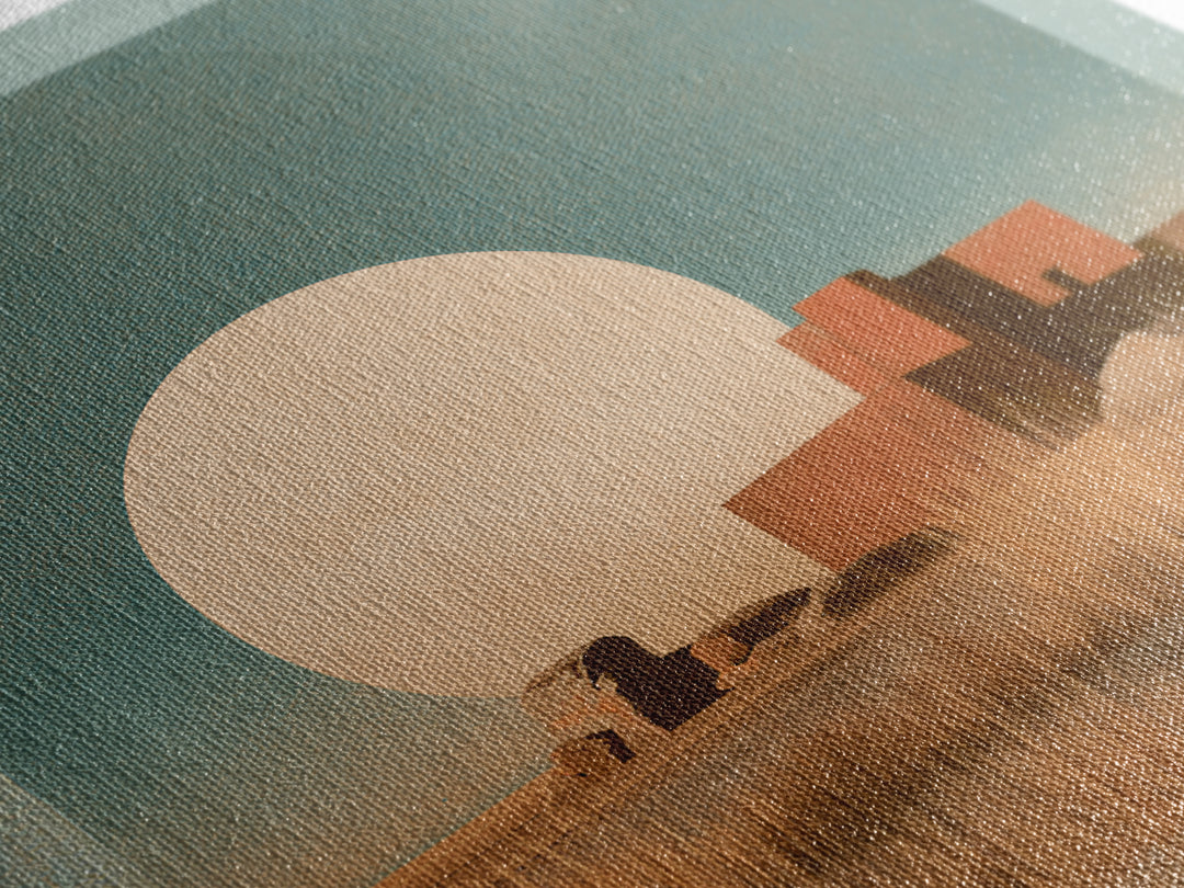Minimal Beige Sun Framed Canvas Print, Desert Art, Gallery Decor, Southwestern Decor, Oil Painting, Desert, Home Decor, DES-1x1-70