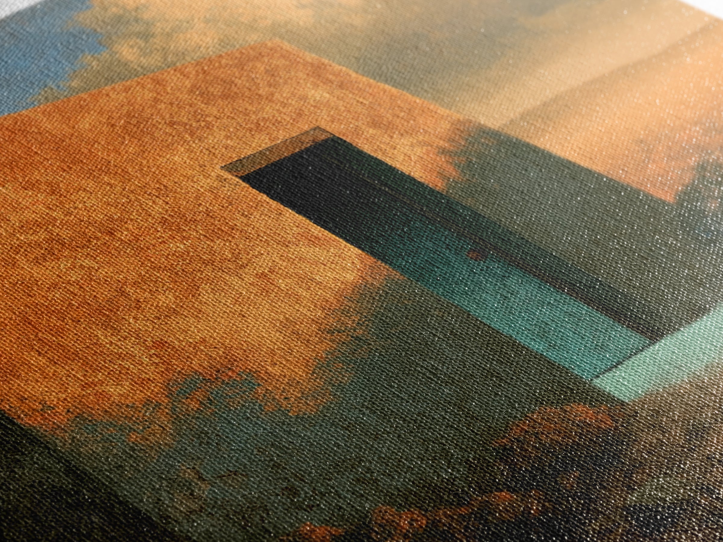 Adobe Doorway with Turquoise Shadow Canvas Print, Desert Art, Oil Painting, Southwestern Decor, Desert, Bedroom Wall Art, DES-1x1-77