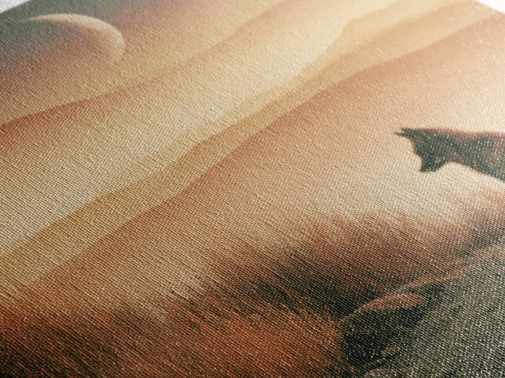 Desert Fox Beneath a Crescent Moon Canvas Print, Desert Art, Printable Wall Art, Southwestern Decor, Fine Art, Desert, DES-1x1-89
