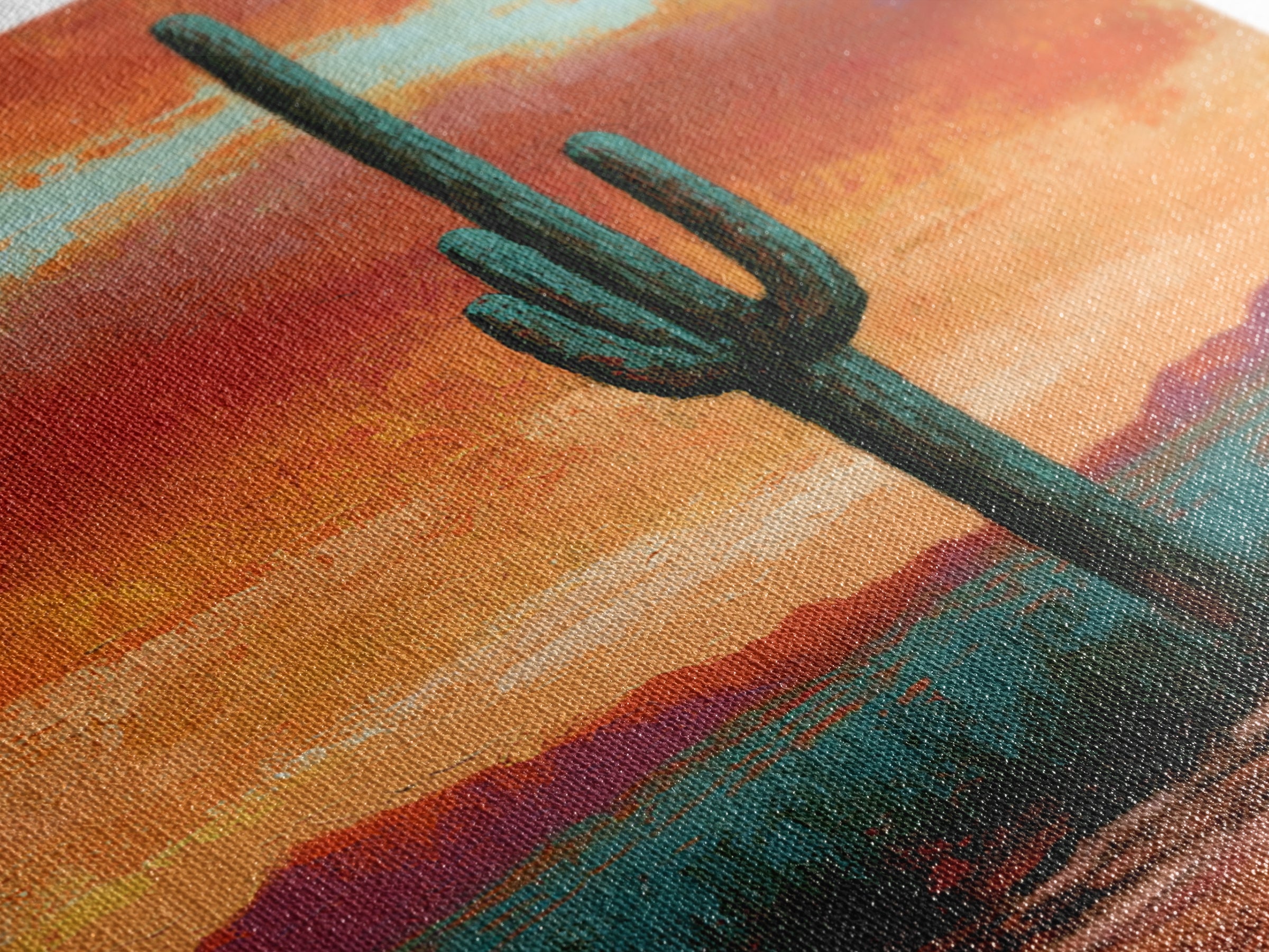 Saguaro Cactus under Orange Sunset Sky Canvas Print, Desert Art, Printable Art, Southwestern Decor, Fine Art, Desert, DES-1x1-97