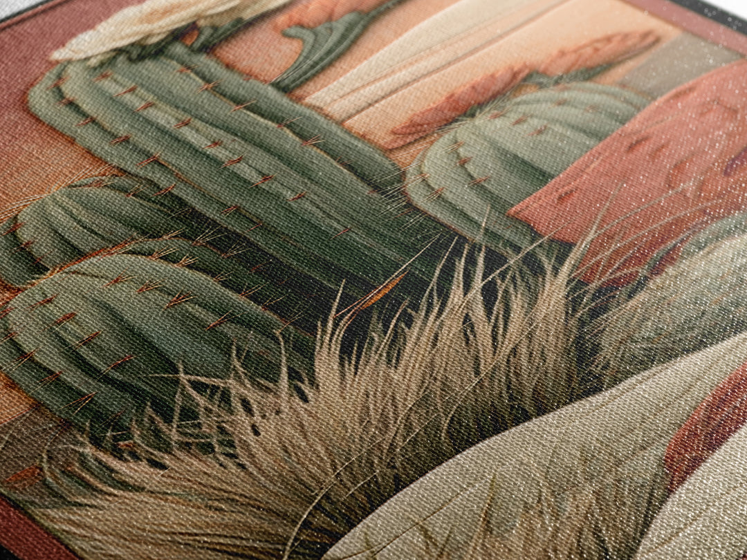 Cactus Botanical Plate Framed Canvas Print, Desert Art, Boho, Southwestern Decor, Fine Art, Desert, Mountain Wall Art, DES-1x3-20