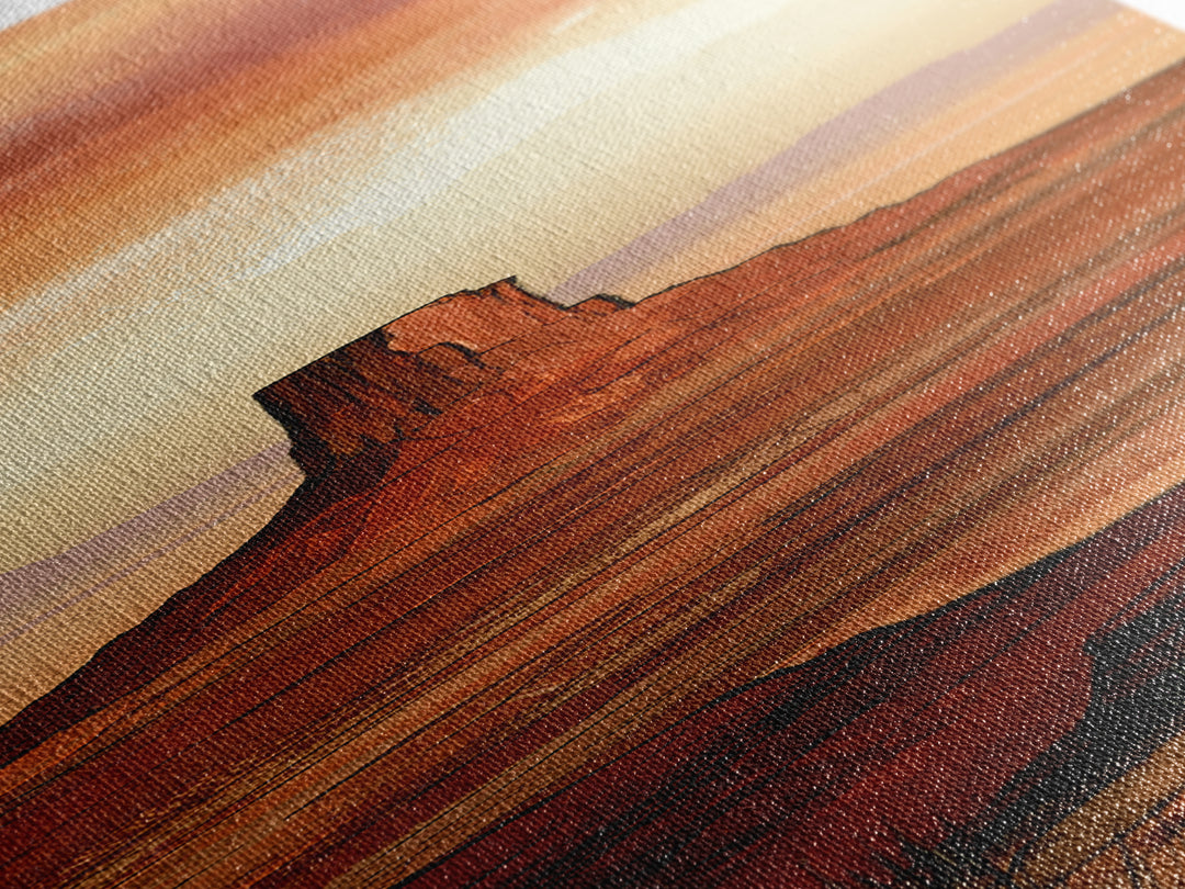 Abstract Mesa Landscape Canvas Print, Desert Art, Digital Download Art, Southwestern Decor, Oil Painting, Desert, DES-1x3-39