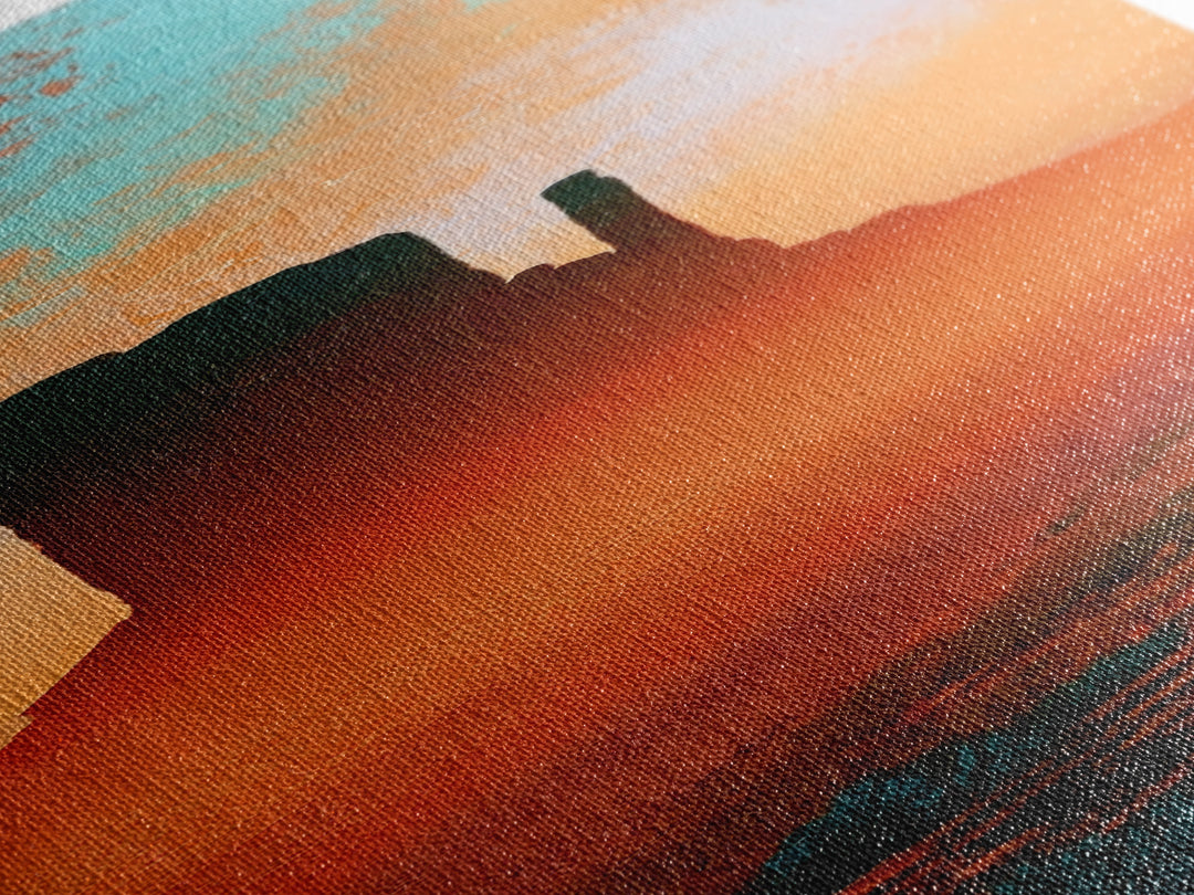 Monument Valley Silhouette Framed Canvas Print, Desert Art, Original Painting, Southwestern Decor, Desert, Bedroom Wall Art, DES-1x3-69