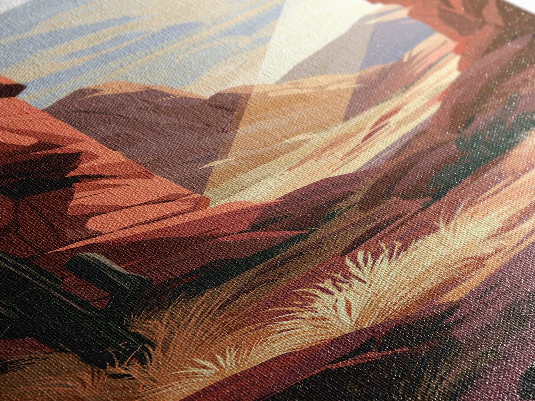 Sandstone Canyon with Dramatic Light Beam Framed Canvas Print, Desert Art, Nature Wall Art, Southwestern Decor, Desert, DES-1x3-76
