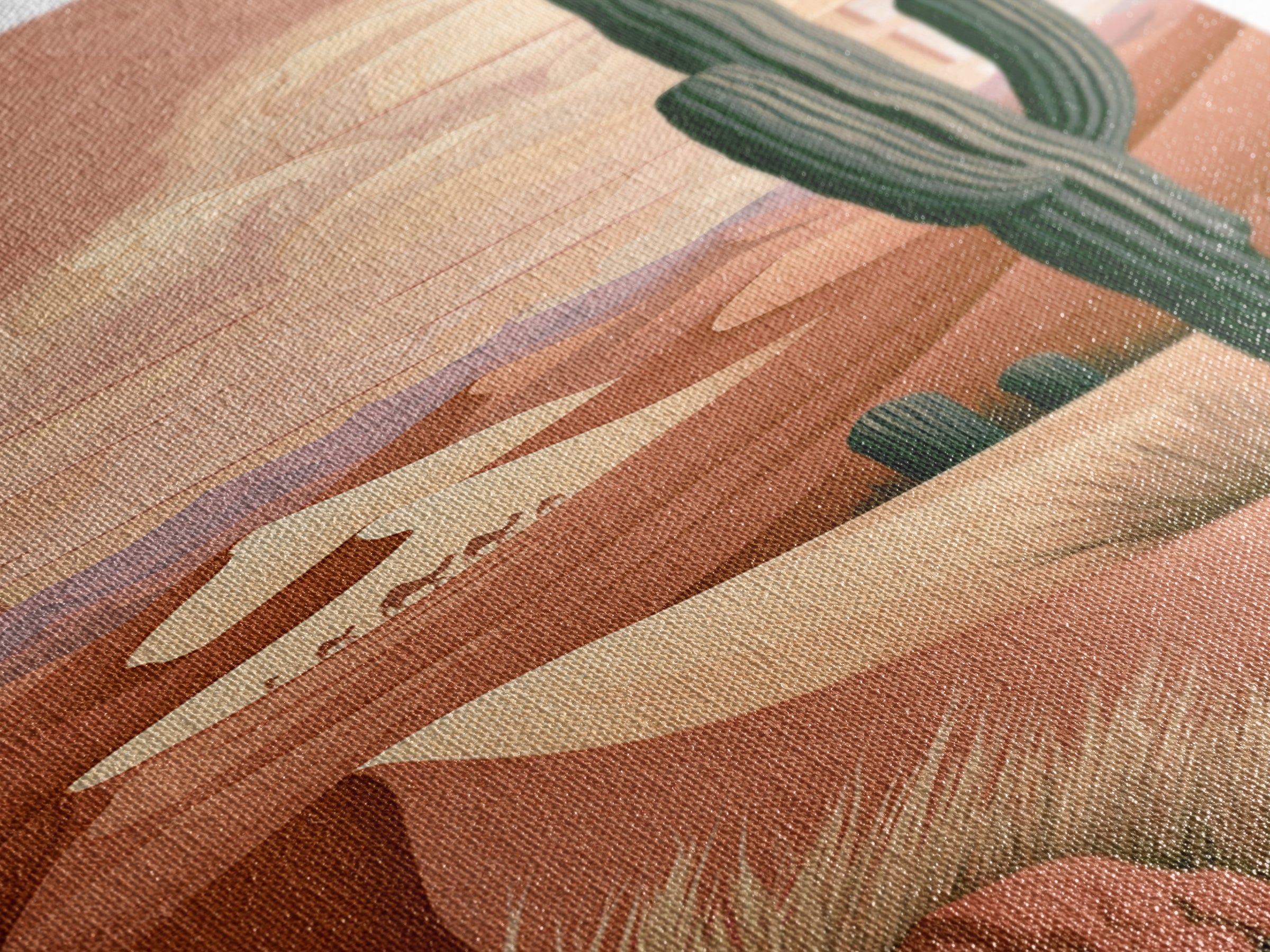 Saharan Dunes with Tiny Caravan Silhouettes Canvas Print, Desert Art, Print, Southwestern Decor, Desert, Watercolor Painting, DES-1x3-86