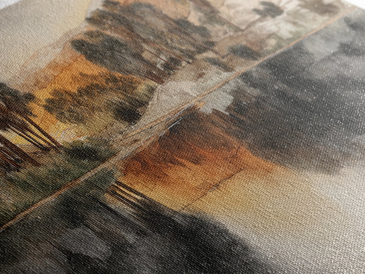Palm Oasis Reflected Framed Canvas Print, Desert Art, Western Wall Art, Southwestern Decor, Watercolor Art, Desert, DES-2x1-11