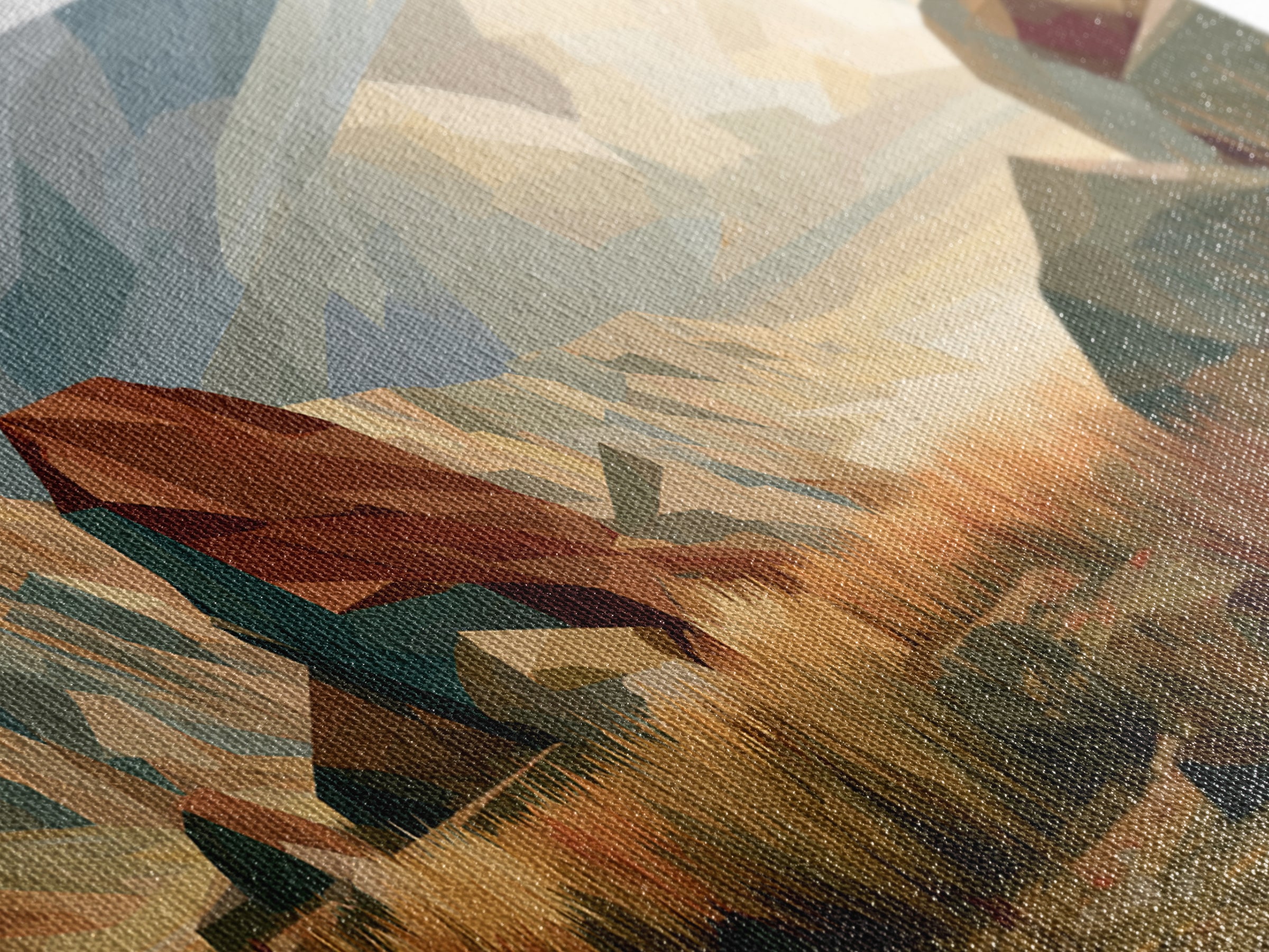 Terracotta and Cream Geometric Landscape Framed Canvas Print, Desert Art, Contemporary Art, Southwestern Decor, Desert, DES-2x1-14