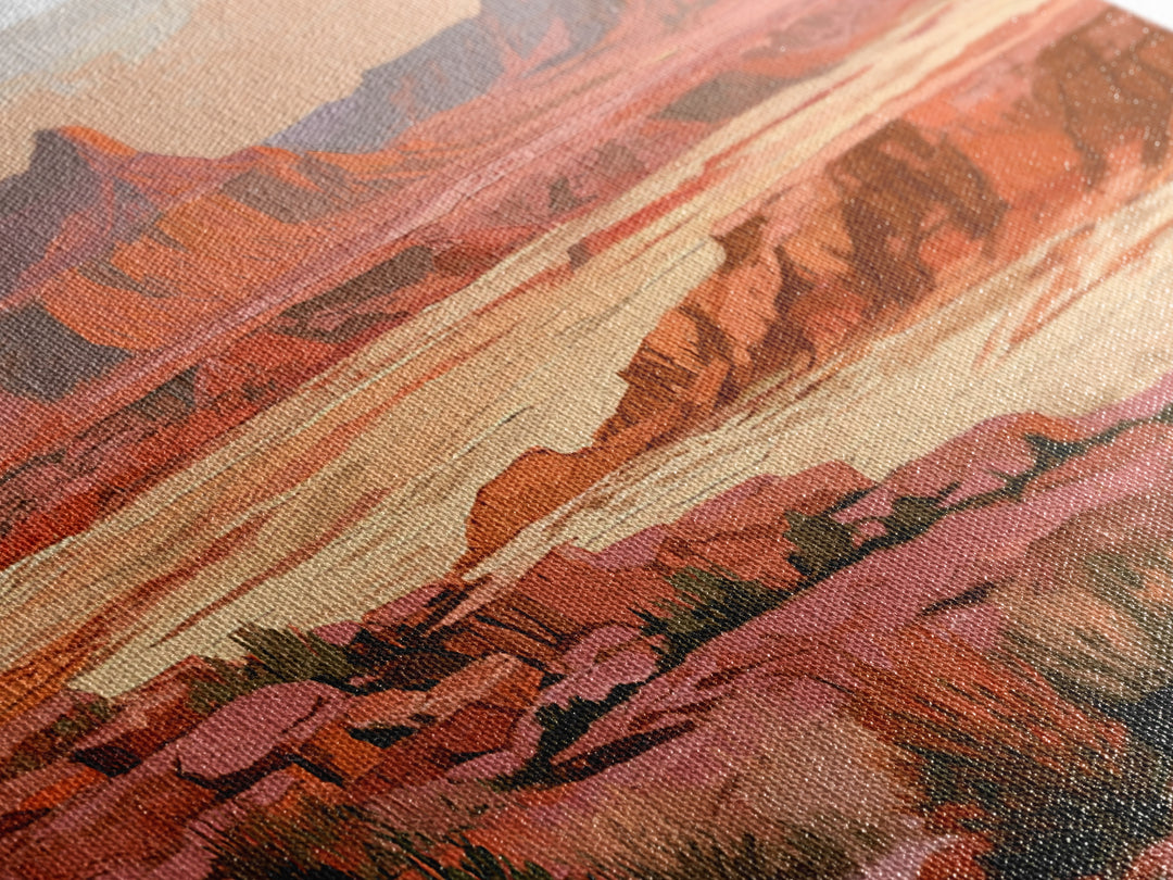 Abstract Mesa Landscape Framed Canvas Print, Desert Art, Original Art, Southwestern Decor, Fine Art, Desert, Landscape Wall Art, DES-2x1-23