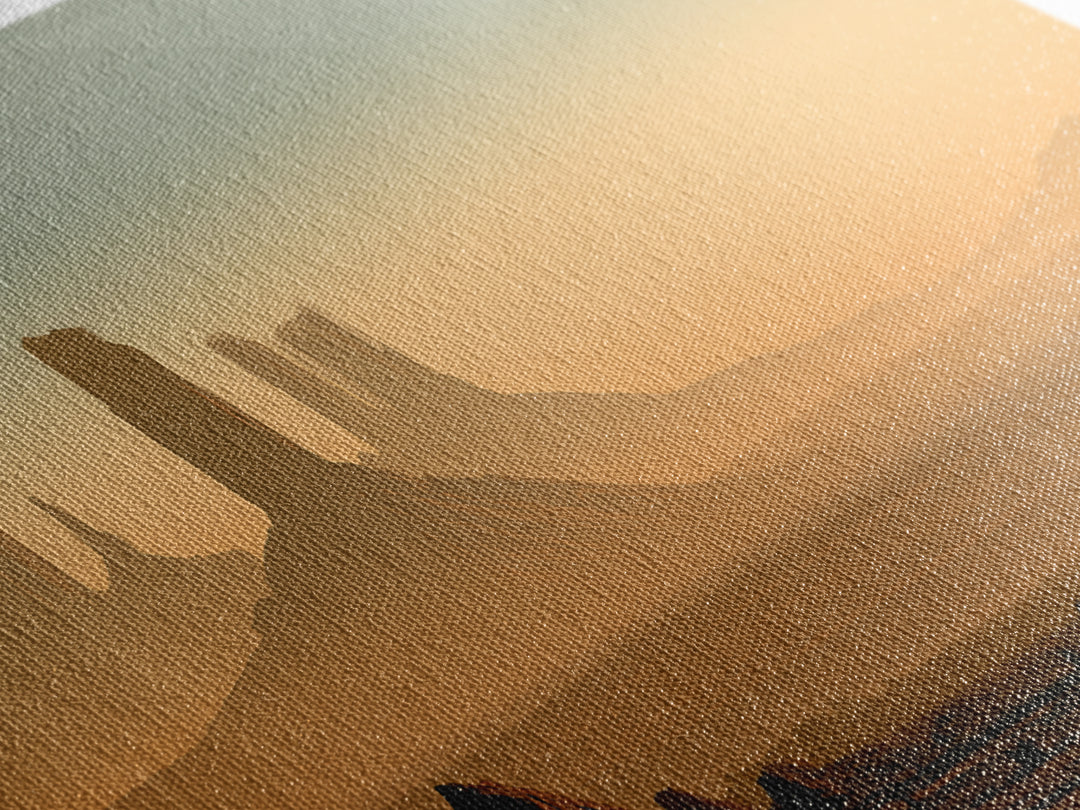 Monument Valley Silhouette Framed Canvas Print, Desert Art, Abstract Wall Art, Southwestern Decor, Desert, Living Room Art, DES-2x1-5