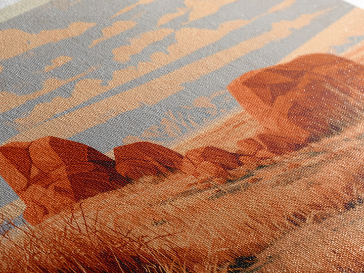 Terracotta and Cream Geometric Landscape Canvas Print, Desert Art, Print, Southwestern Decor, Desert, Watercolor Painting, DES-2x1-62