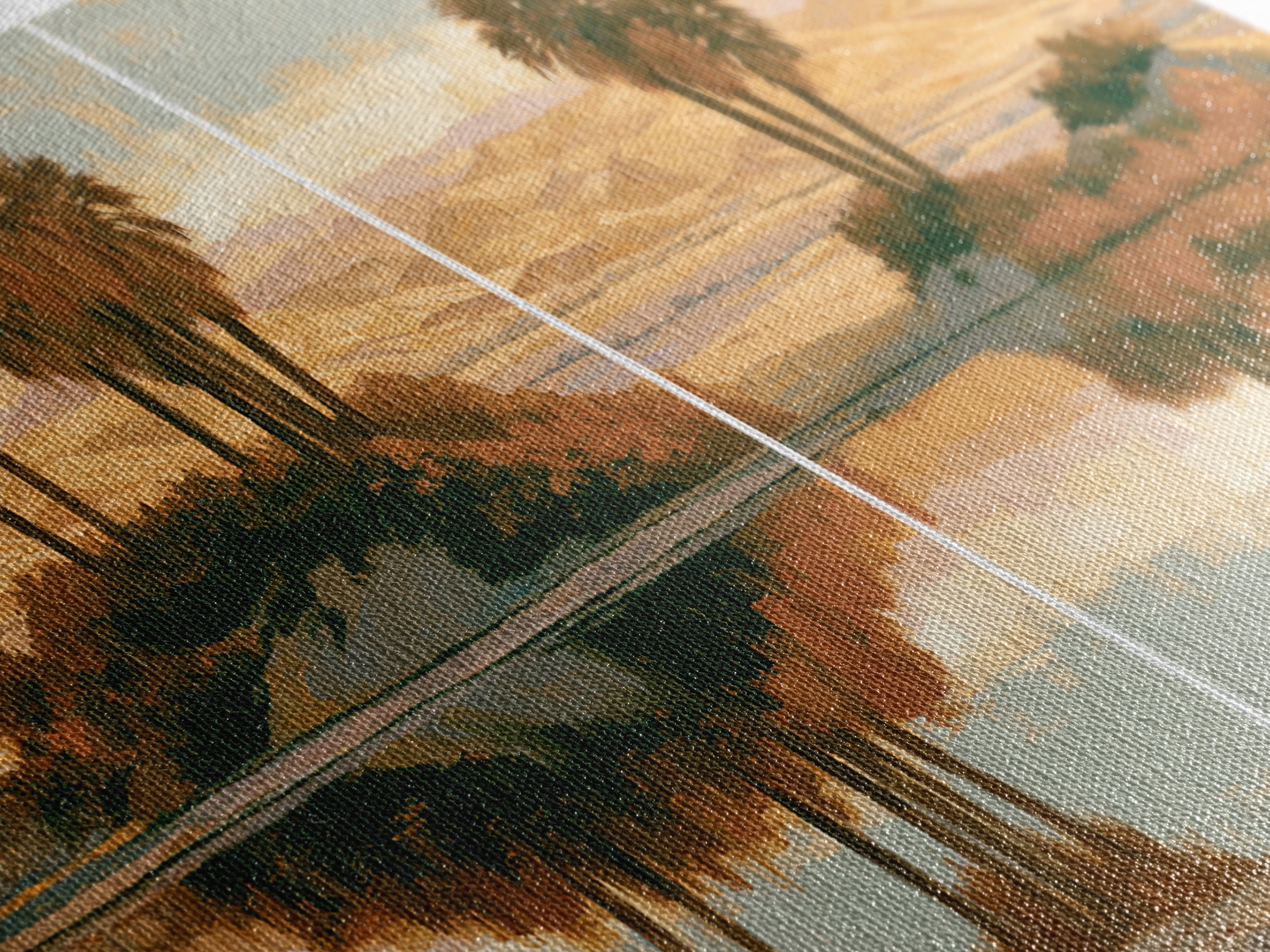 Palm Oasis Reflected Framed Canvas Print, Desert Art, Wall Art Prints, Southwestern Decor, Oil Painting, Desert, Boho Decor, DES-2x1-83
