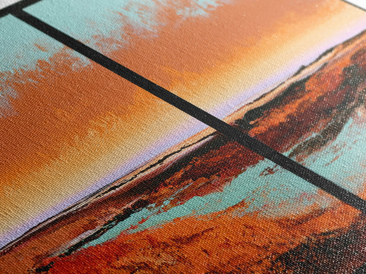 Abstract Heatwave Horizon Framed Canvas Print, Desert Art, Boho, Southwestern Decor, Fine Art, Desert, Mountain Wall Art, DES-2x1-9