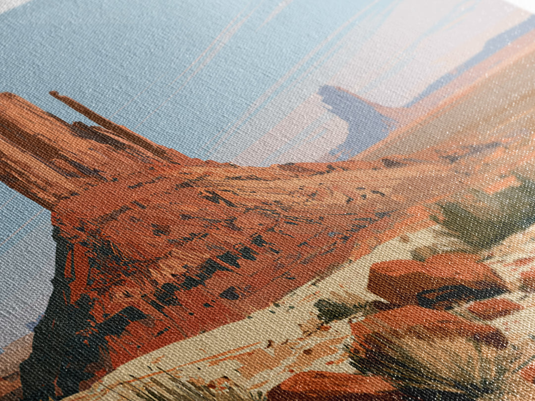 Abstract Mesa Landscape Framed Canvas Print, Desert Art, Statement Artwork, Southwestern Decor, Oil Painting, Desert, DES-2x1-95