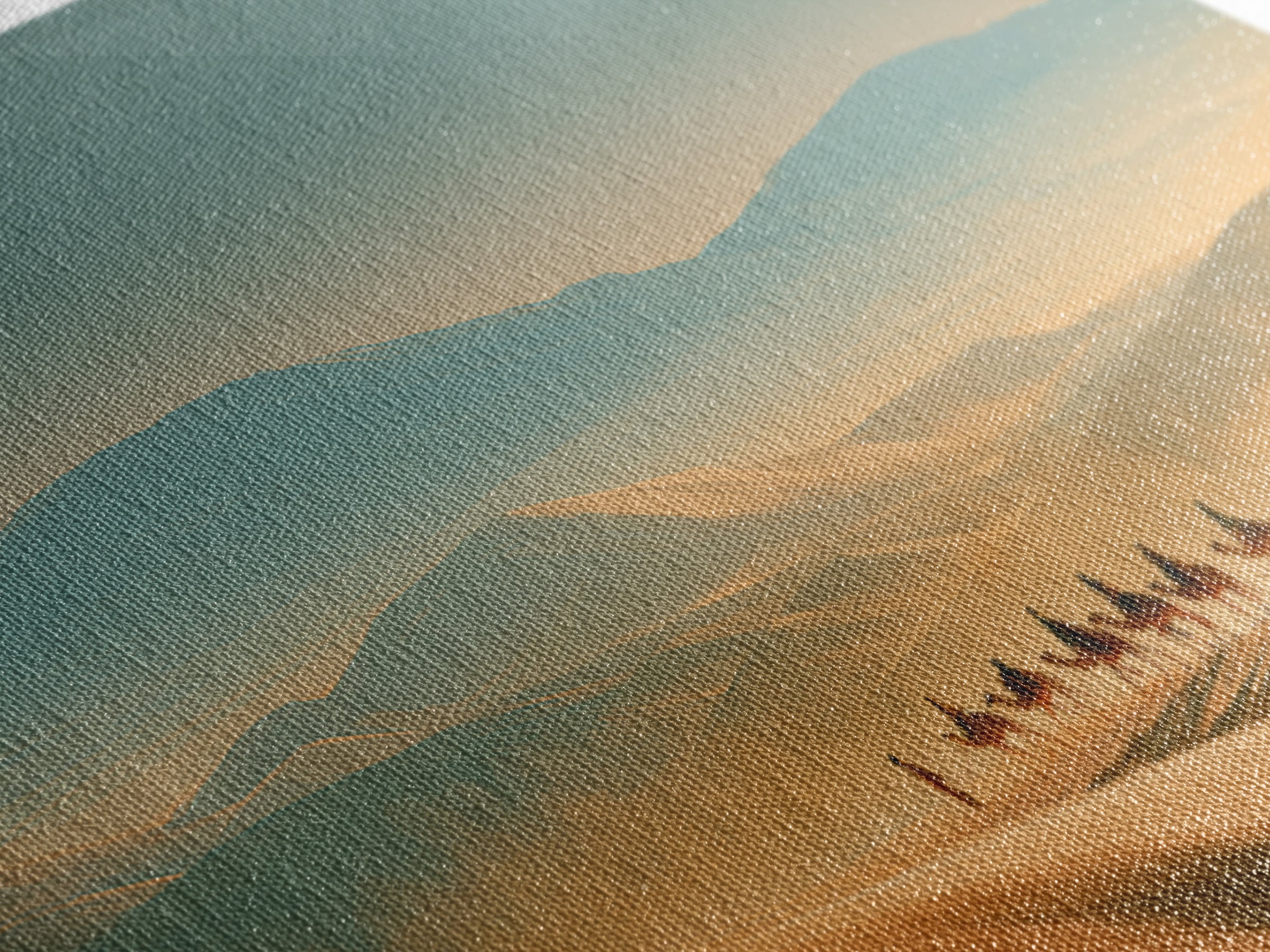 Camel Caravan Crossing Golden Dunes Framed Canvas Print, Desert Art, Western Wall Art, Southwestern Decor, Fine Art, Desert, DES-2x1-99