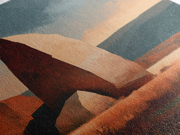Terracotta and Cream Geometric Landscape Framed Canvas Print, Desert Art, Room Decor, Southwestern Decor, Fine Art, Desert, DES-2x3-2