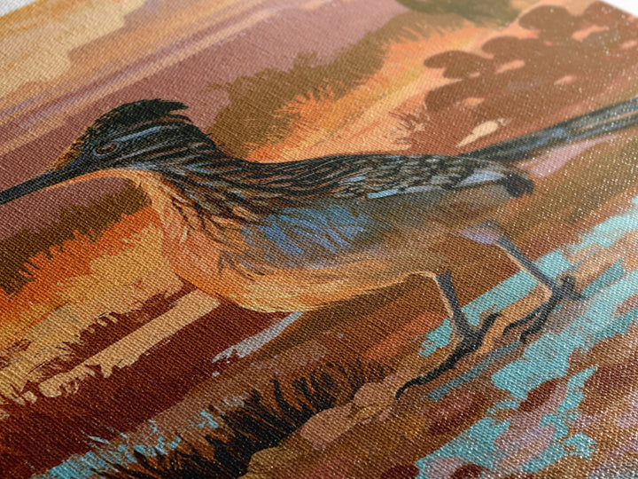 Roadrunner Bird in a Dry Wash Framed Canvas Print, Desert Art, Original Painting, Southwestern Decor, Fine Art, Desert, DES-2x3-22