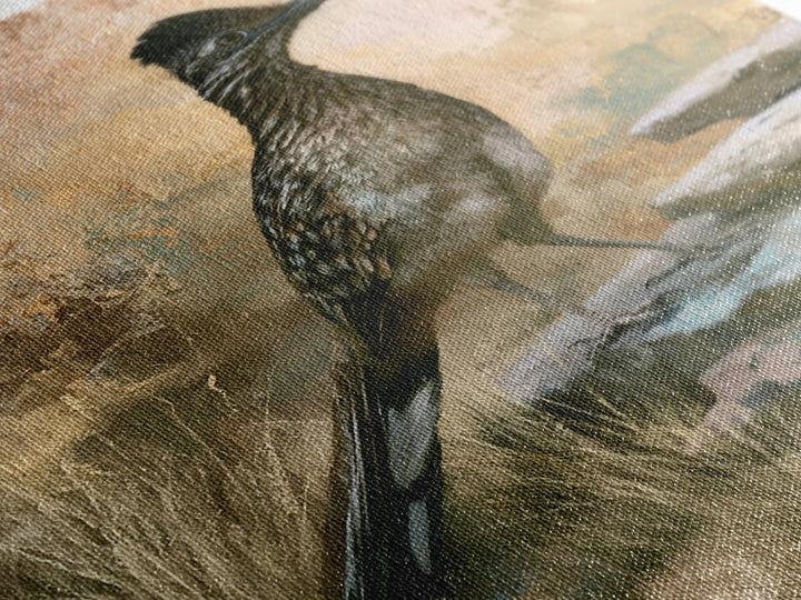 Roadrunner Bird in a Dry Wash Framed Canvas Print, Desert Art, Original Painting, Southwestern Decor, Fine Art, Desert, DES-2x3-46