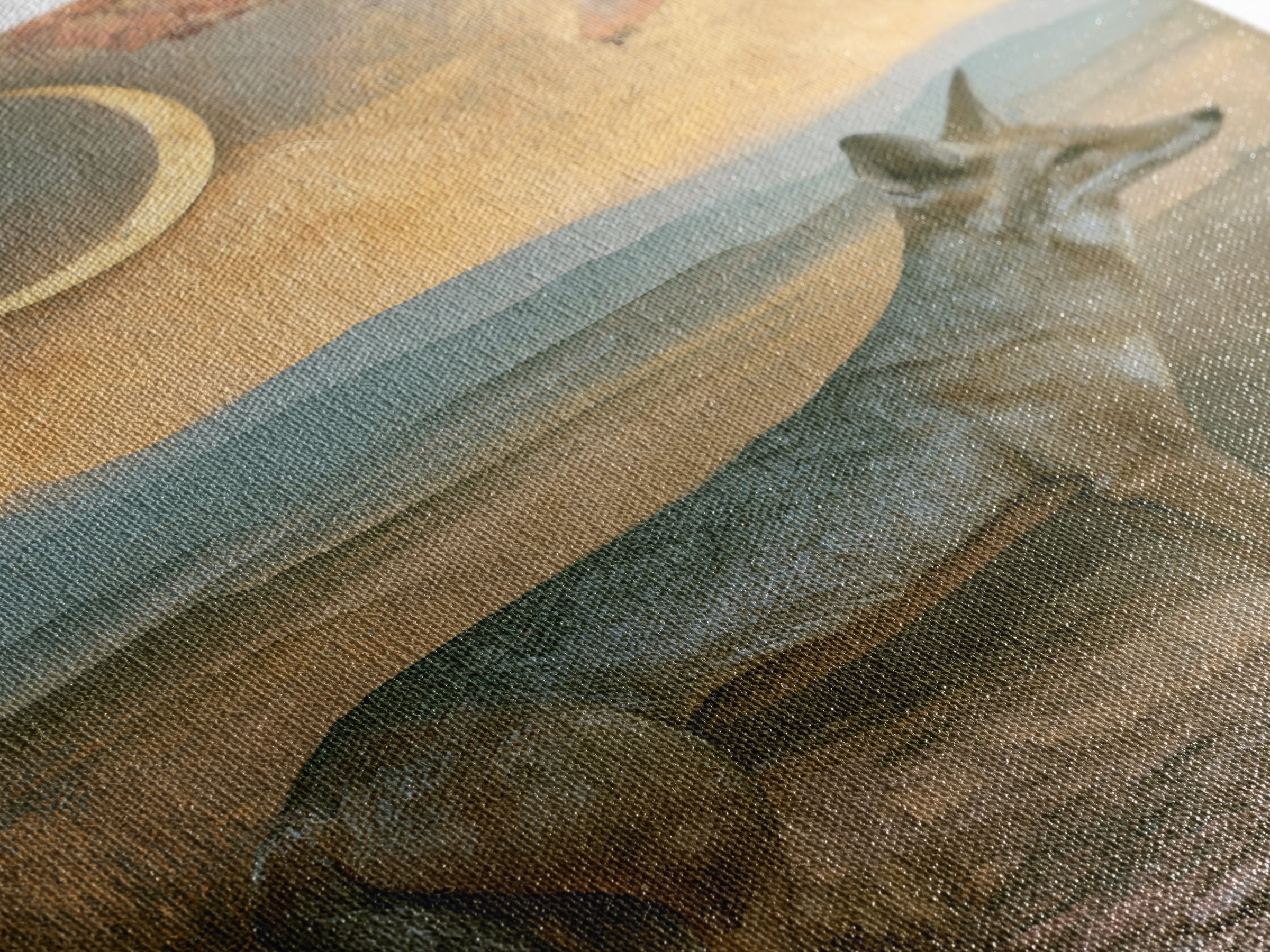 Desert Fox Beneath a Crescent Moon Canvas Print, Desert Art, Bedroom Wall Art, Southwestern Decor, Desert, Fine Art Print, DES-2x3-49