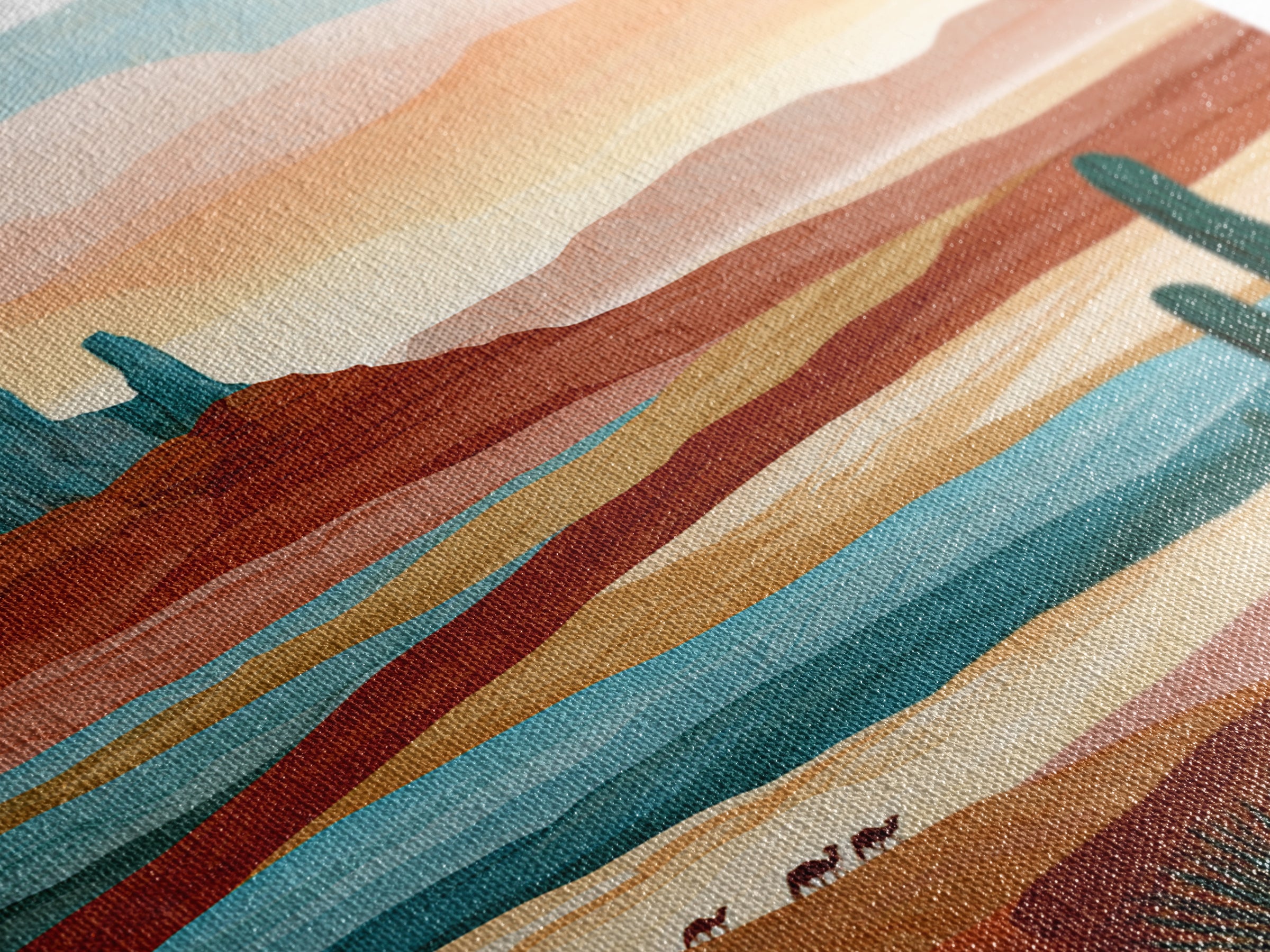 Saharan Dunes with Tiny Caravan Silhouettes Canvas Print, Desert Art, Boho Wall Art, Southwestern Decor, Watercolor Art, Desert, DES-2x3-58