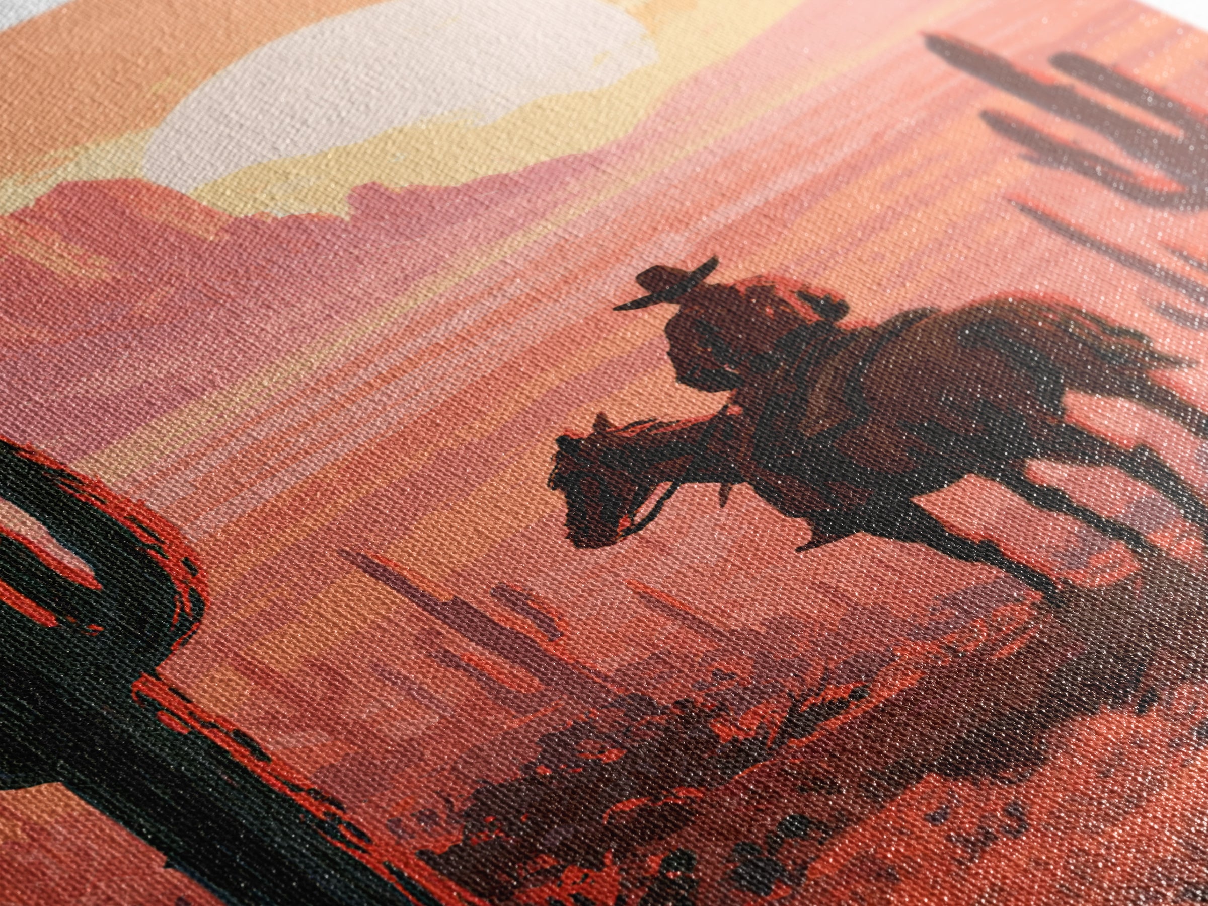 Dusty Horseback Rider at Sunset Canvas Print, Desert Art, Wall Decor, Southwestern Decor, Fine Art, Desert, Living Room Decor, DES-2x3-7