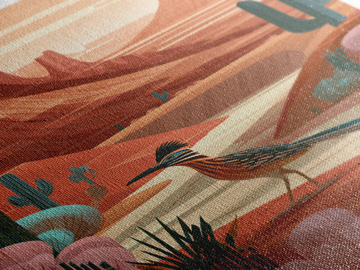 Roadrunner Bird in a Dry Wash Canvas Print, Desert Art, Printable Art, Southwestern Decor, Oil Painting, Desert, DES-2x3-70