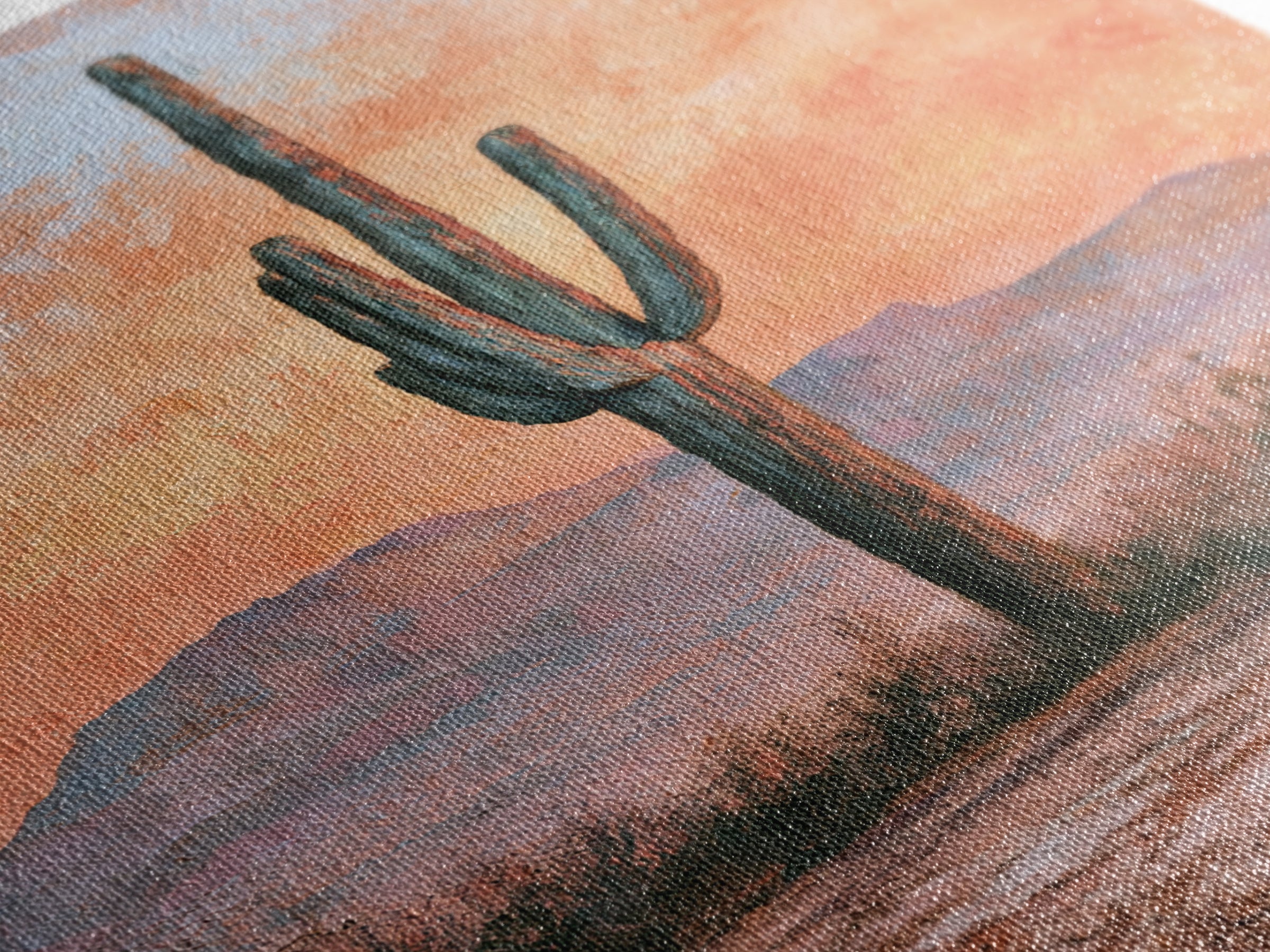 Saguaro Cactus under Orange Sunset Sky Canvas Print, Desert Art, Living Room Art, Southwestern Decor, Fine Art, Desert, DES-2x3-81