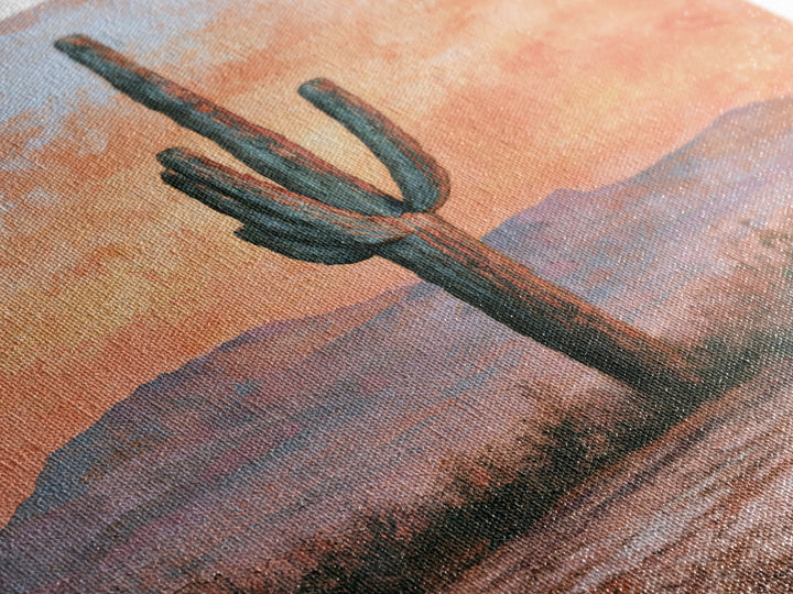 Saguaro Cactus under Orange Sunset Sky Canvas Print, Desert Art, Living Room Art, Southwestern Decor, Fine Art, Desert, DES-2x3-81