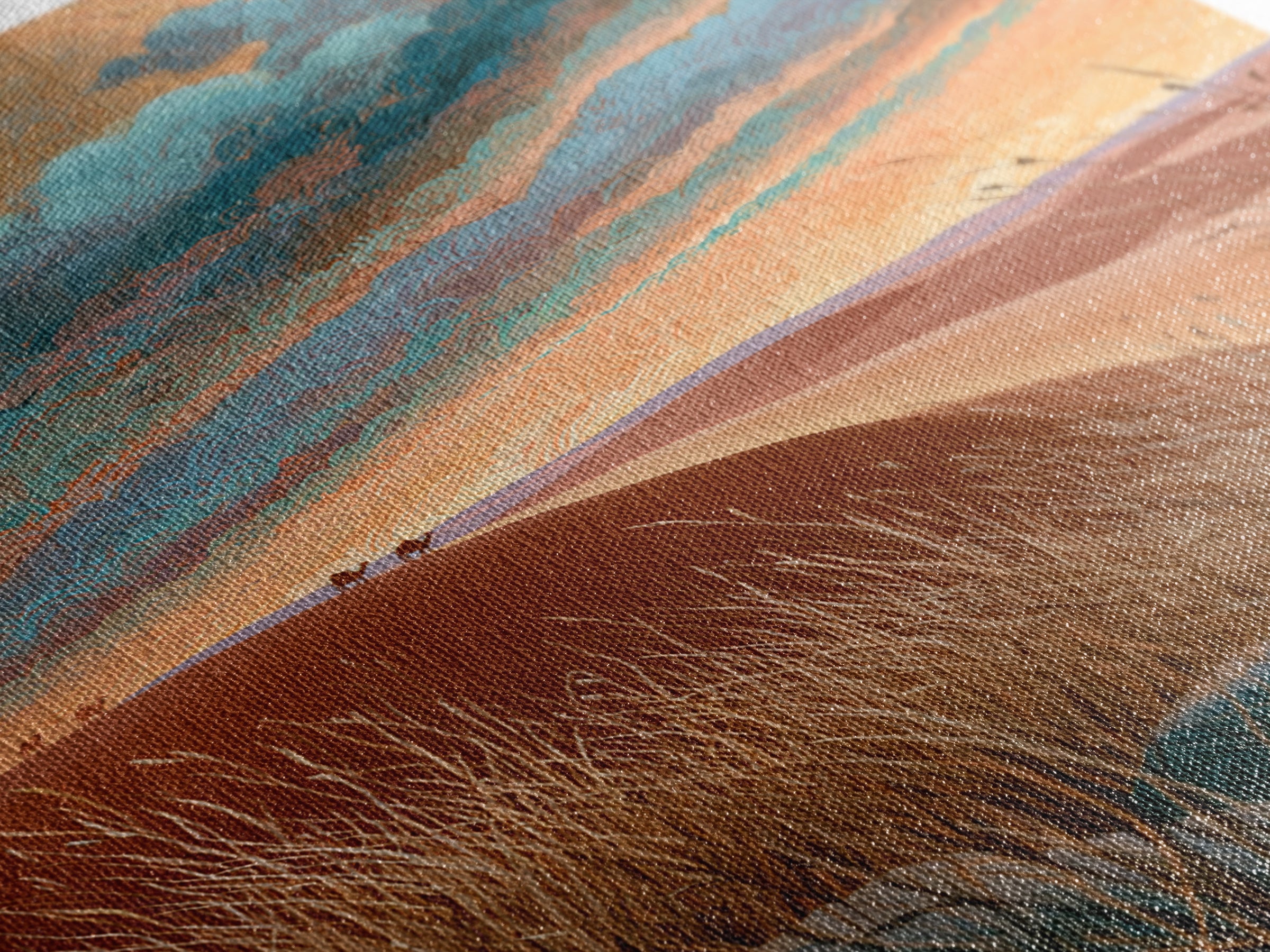 Saharan Dunes with Tiny Caravan Silhouettes Canvas Print, Desert Art, Boho Wall Art, Southwestern Decor, Watercolor Art, Desert, DES-2x3-82