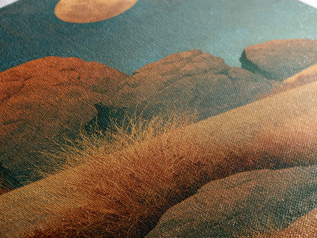 Desert Moon over Rolling Sand Framed Canvas Print, Desert Art, Modern Wall Art, Southwestern Decor, Oil Painting, Desert, DES-2x3-90
