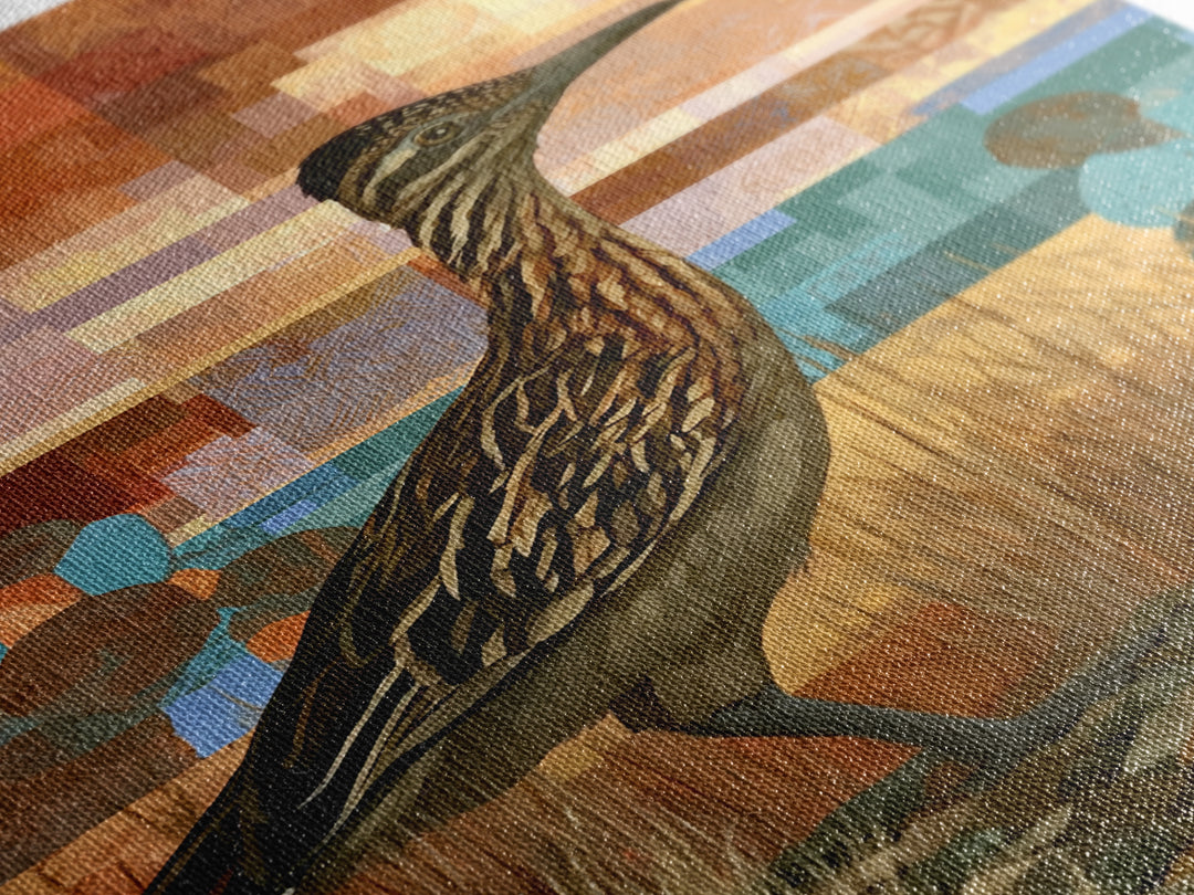 Roadrunner Bird in a Dry Wash Framed Canvas Print, Desert Art, Boho Decor, Southwestern Decor, Fine Art, Desert, Neutral Decor, DES-2x3-94