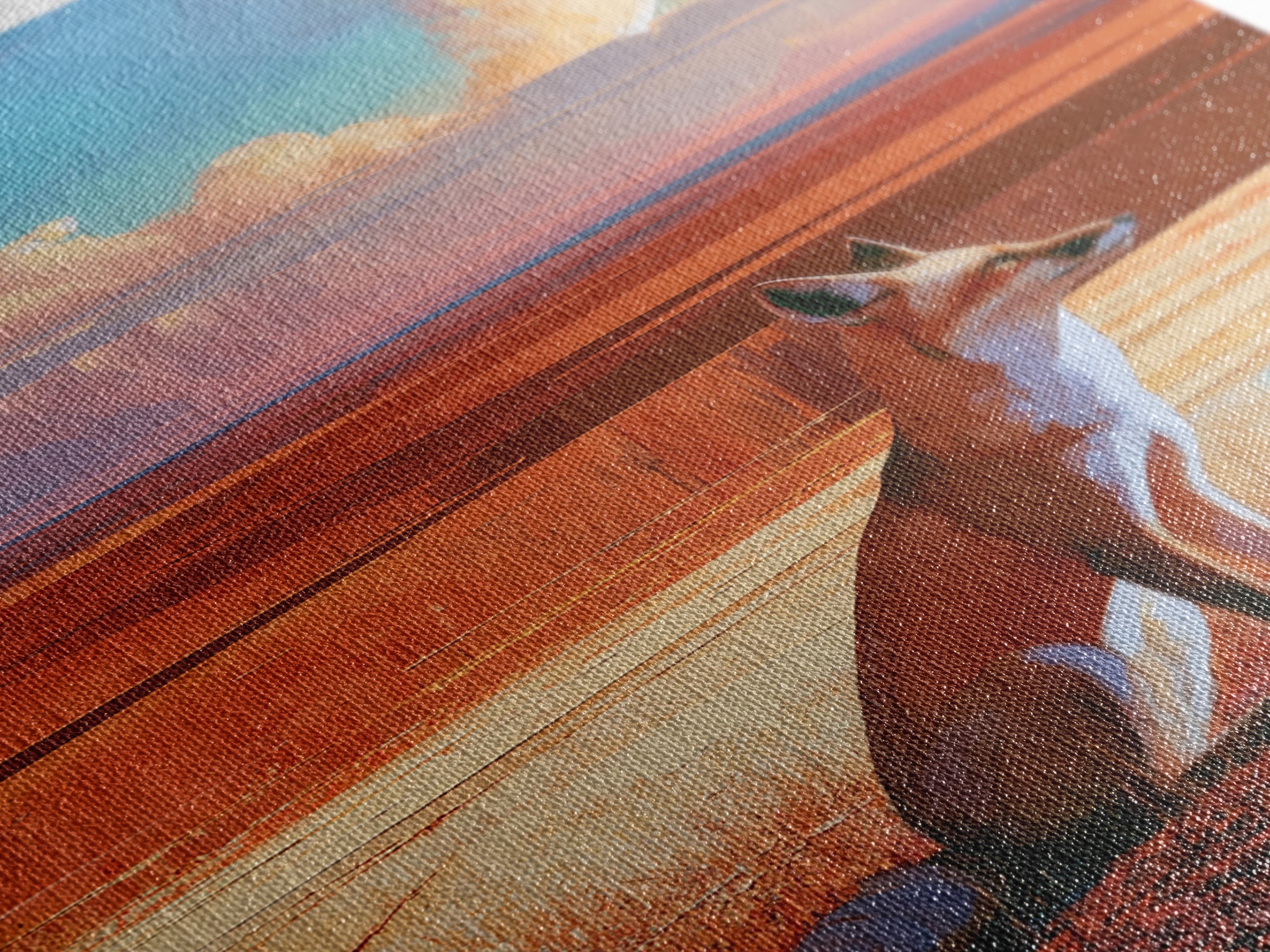 Desert Fox Beneath a Crescent Moon Framed Canvas Print, Desert Art, Botanical Art, Southwestern Decor, Fine Art, Desert, DES-2x3-97