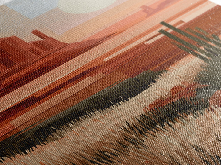 Terracotta and Cream Geometric Landscape Framed Canvas Print, Desert Art, Living Room Decor, Southwestern Decor, Desert, DES-2x3-98