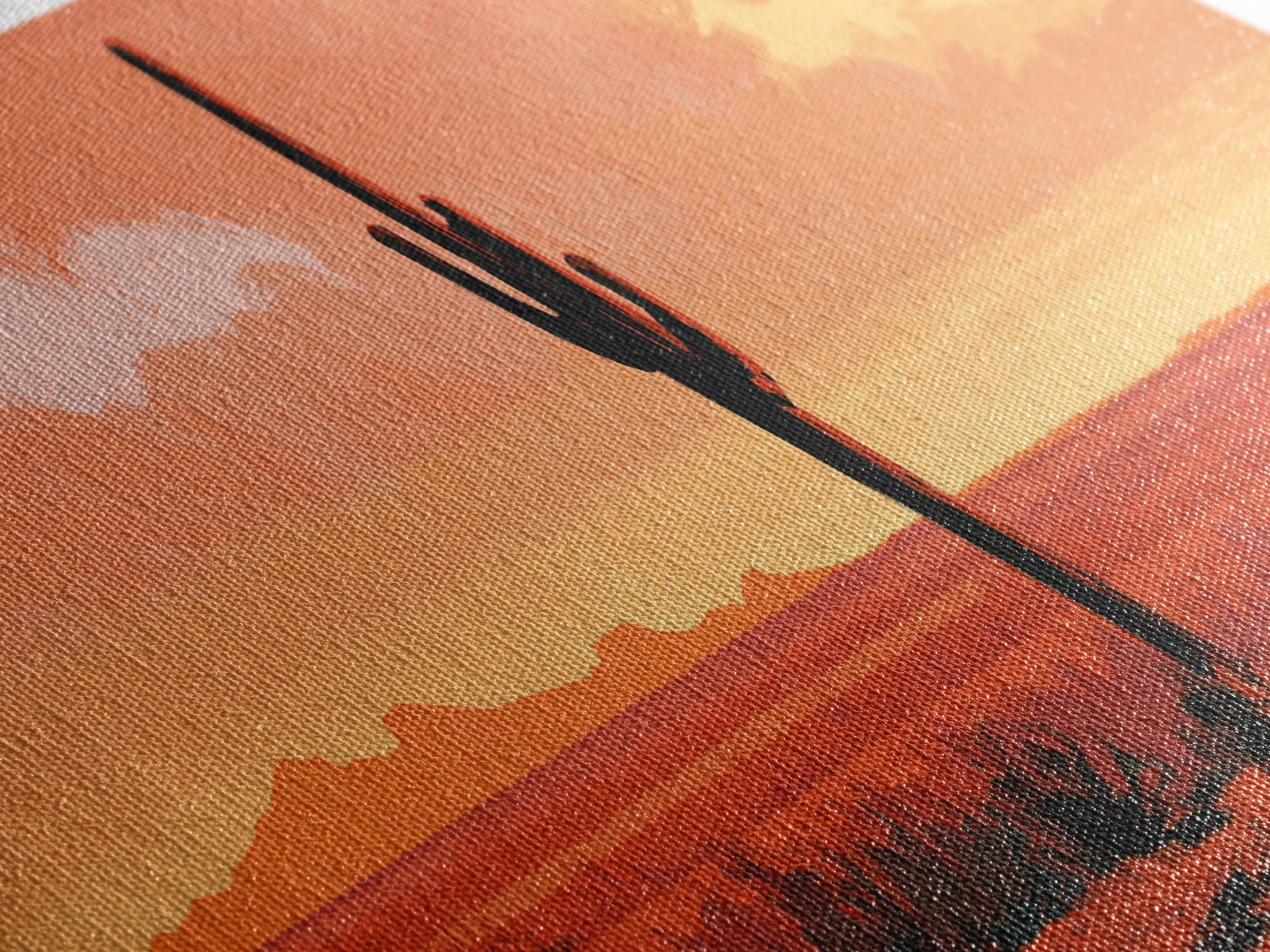 Saguaro Cactus under Orange Sunset Sky Framed Canvas Print, Desert Art, Gallery Decor, Southwestern Decor, Fine Art, Desert, DES-3x1-17