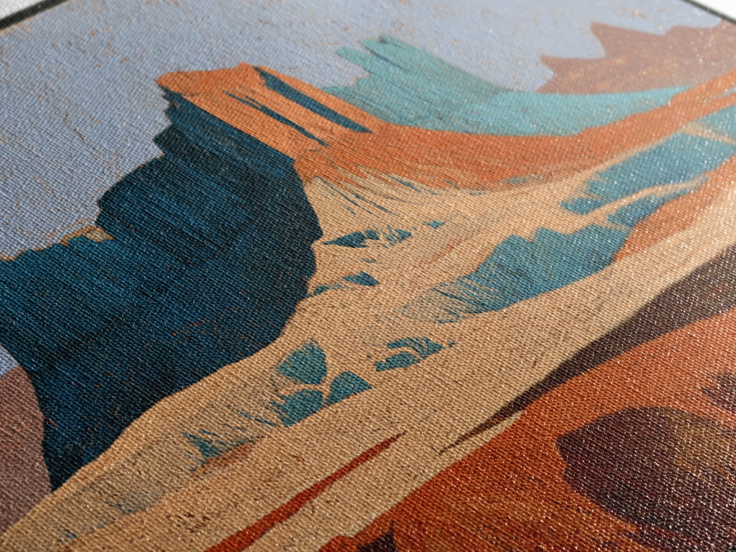 Abstract Mesa Landscape Canvas Print, Desert Art, Minimalist Decor, Southwestern Decor, Fine Art, Desert, Boho, Original Art, DES-3x1-19