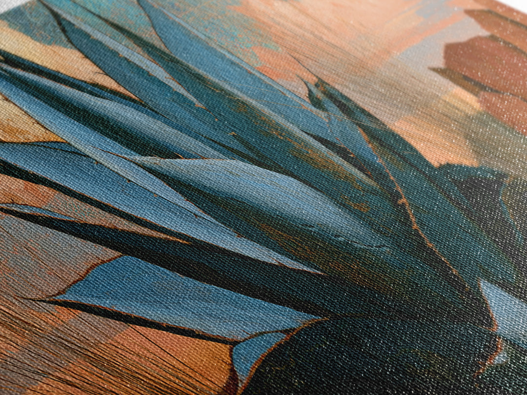 Agave Plant Closeup Canvas Print, Desert Art, Modern Decor, Southwestern Decor, Oil Painting, Desert, Room Decor, DES-3x1-40