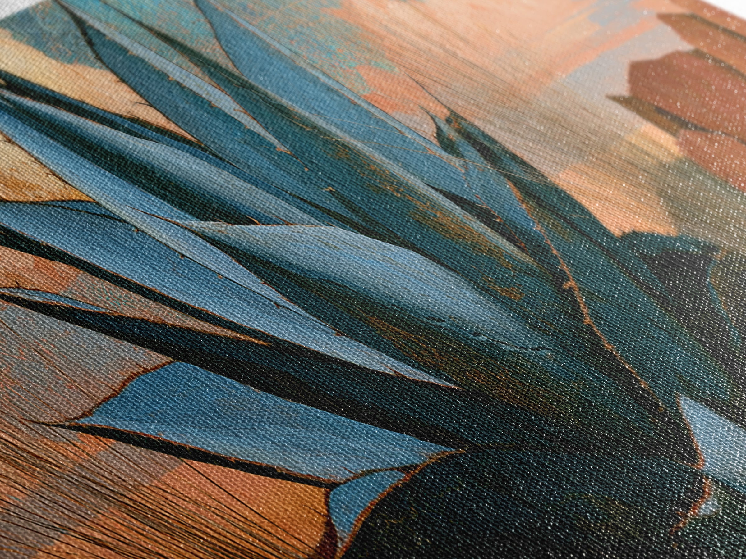 Agave Plant Closeup Canvas Print, Desert Art, Modern Decor, Southwestern Decor, Oil Painting, Desert, Room Decor, DES-3x1-40