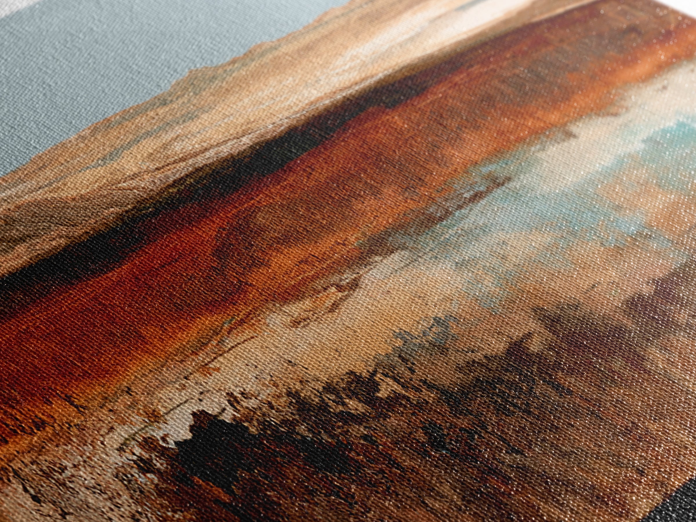 Abstract Heatwave Horizon Framed Canvas Print, Desert Art, Fine Art Print, Southwestern Decor, Oil Painting, Desert, DES-3x1-53