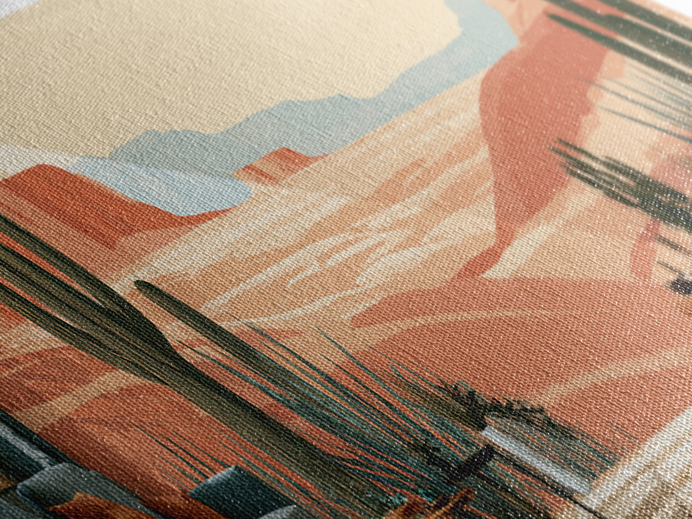 Wind Carved Dune Patterns from Above Framed Canvas Print, Desert Art, Art Print, Southwestern Decor, Oil Painting, Desert, DES-3x1-60