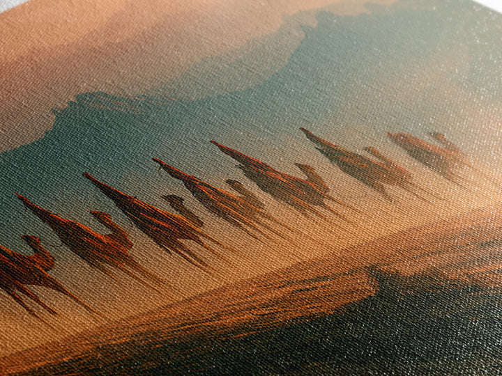 Camel Caravan Crossing Golden Dunes Canvas Print, Desert Art, Boho Wall Art, Southwestern Decor, Oil Painting, Desert, DES-3x1-71