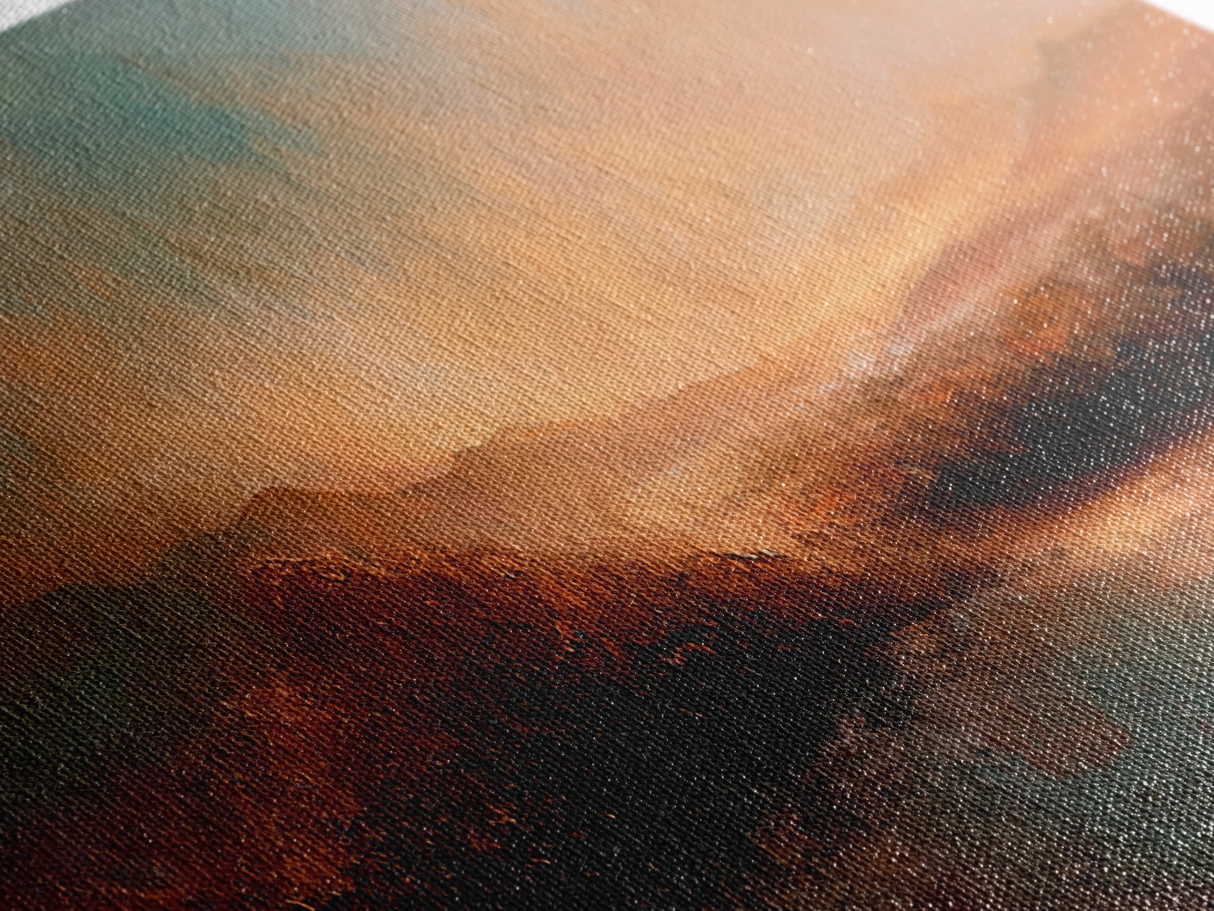 Abstract Heatwave Horizon Framed Canvas Print, Desert Art, Fine Art Print, Southwestern Decor, Oil Painting, Desert, DES-3x1-77