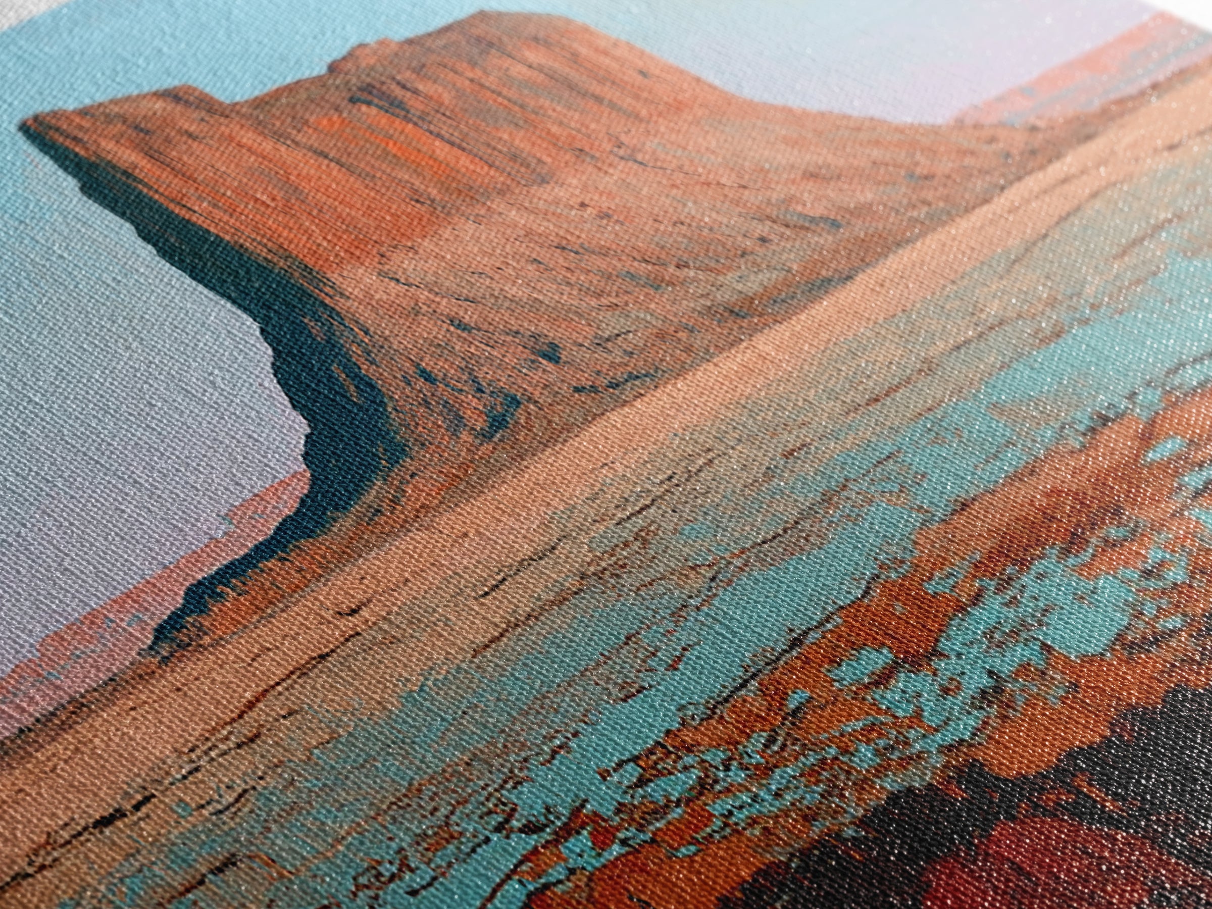 Abstract Mesa Landscape Canvas Print, Desert Art, Boho Wall Art, Southwestern Decor, Watercolor Art, Desert, Living Room Art, DES-3x1-91