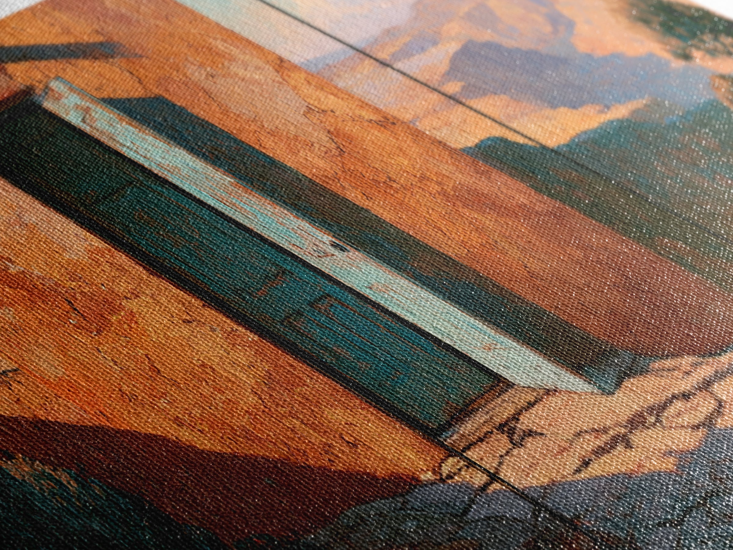 Adobe Doorway with Turquoise Shadow Canvas Print, Desert Art, Southwestern Decor, Oil Painting, Desert, Printable Art, DES-3x1-93