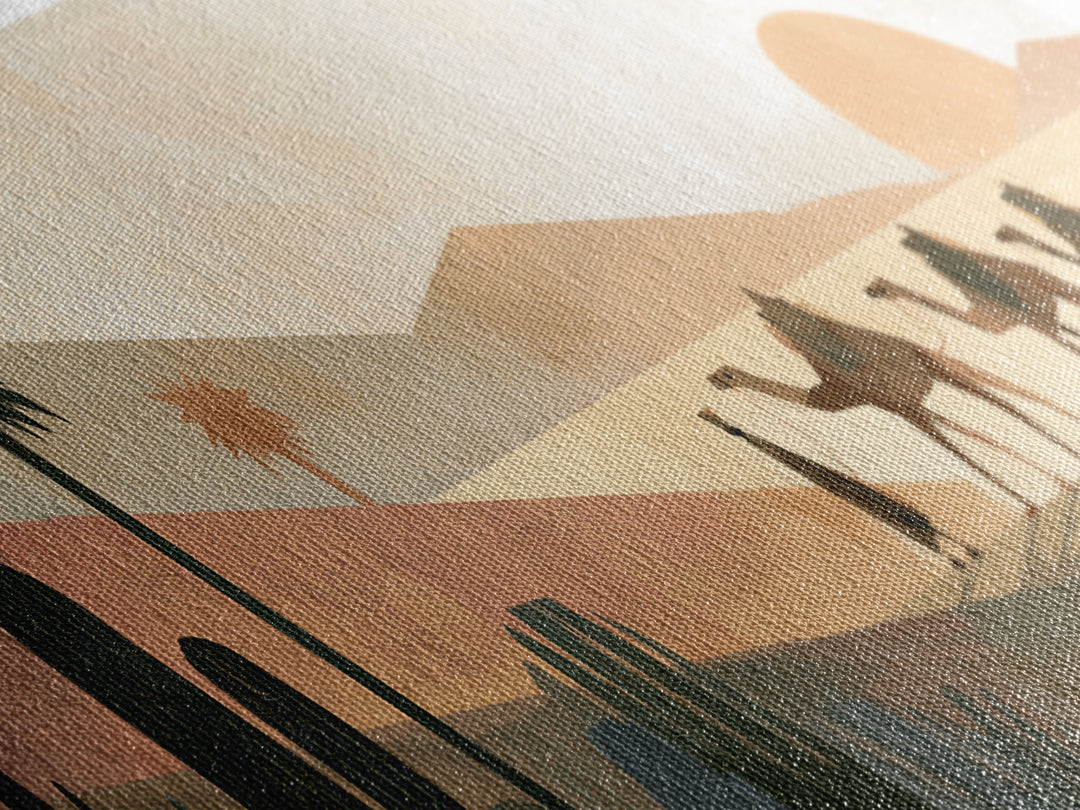 Camel Caravan Crossing Golden Dunes Canvas Print, Desert Art, Watercolor Painting, Southwestern Decor, Fine Art, Desert, DES-3x1-95