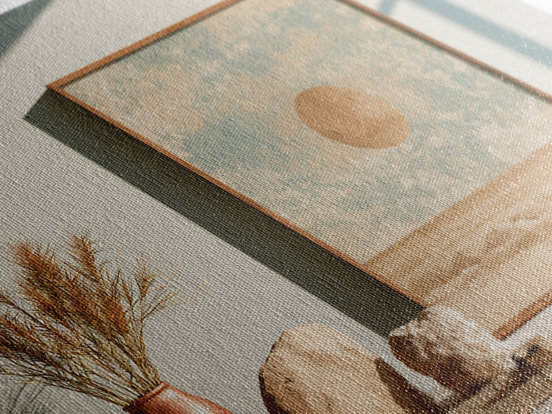 Minimal Beige Sun Framed Canvas Print, Desert Art, Abstract Wall Art, Southwestern Decor, Desert, Digital Download Art, DES-3x2-2