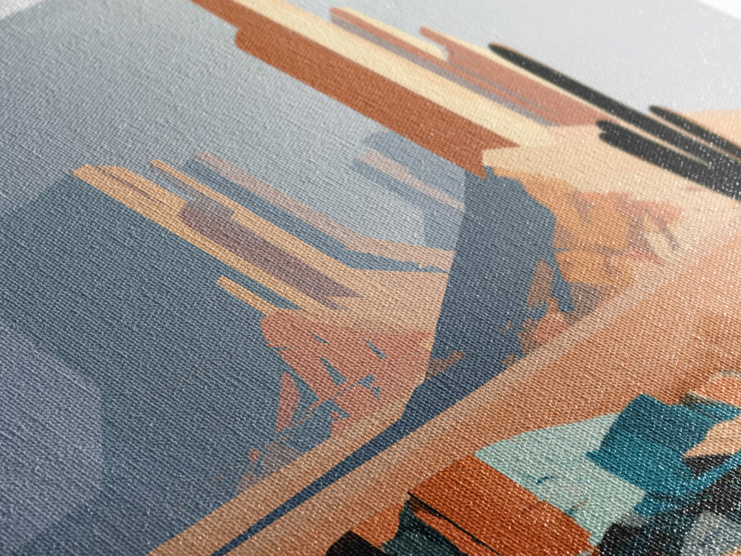 Terracotta and Cream Geometric Landscape Canvas Print, Desert Art, Western Decor, Southwestern Decor, Fine Art, Desert, DES-3x2-22