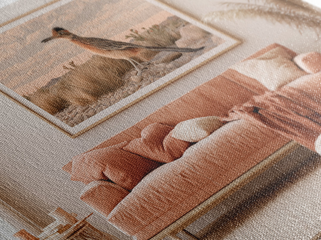 Roadrunner Bird in a Dry Wash Canvas Print, Desert Art, Landscape Art, Southwestern Decor, Fine Art, Desert, Art Print, DES-3x2-42