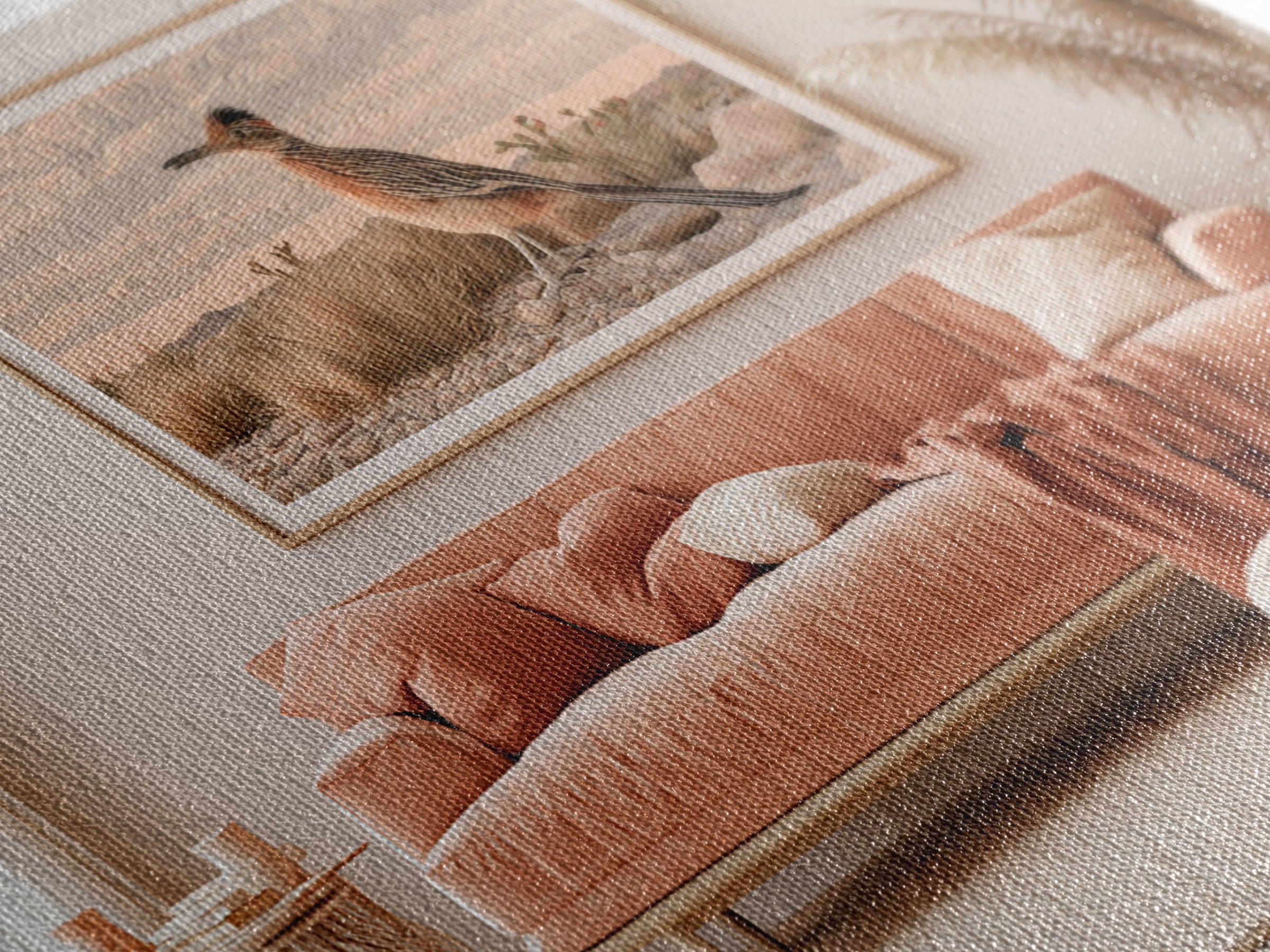 Roadrunner Bird in a Dry Wash Canvas Print, Desert Art, Landscape Art, Southwestern Decor, Fine Art, Desert, Art Print, DES-3x2-42